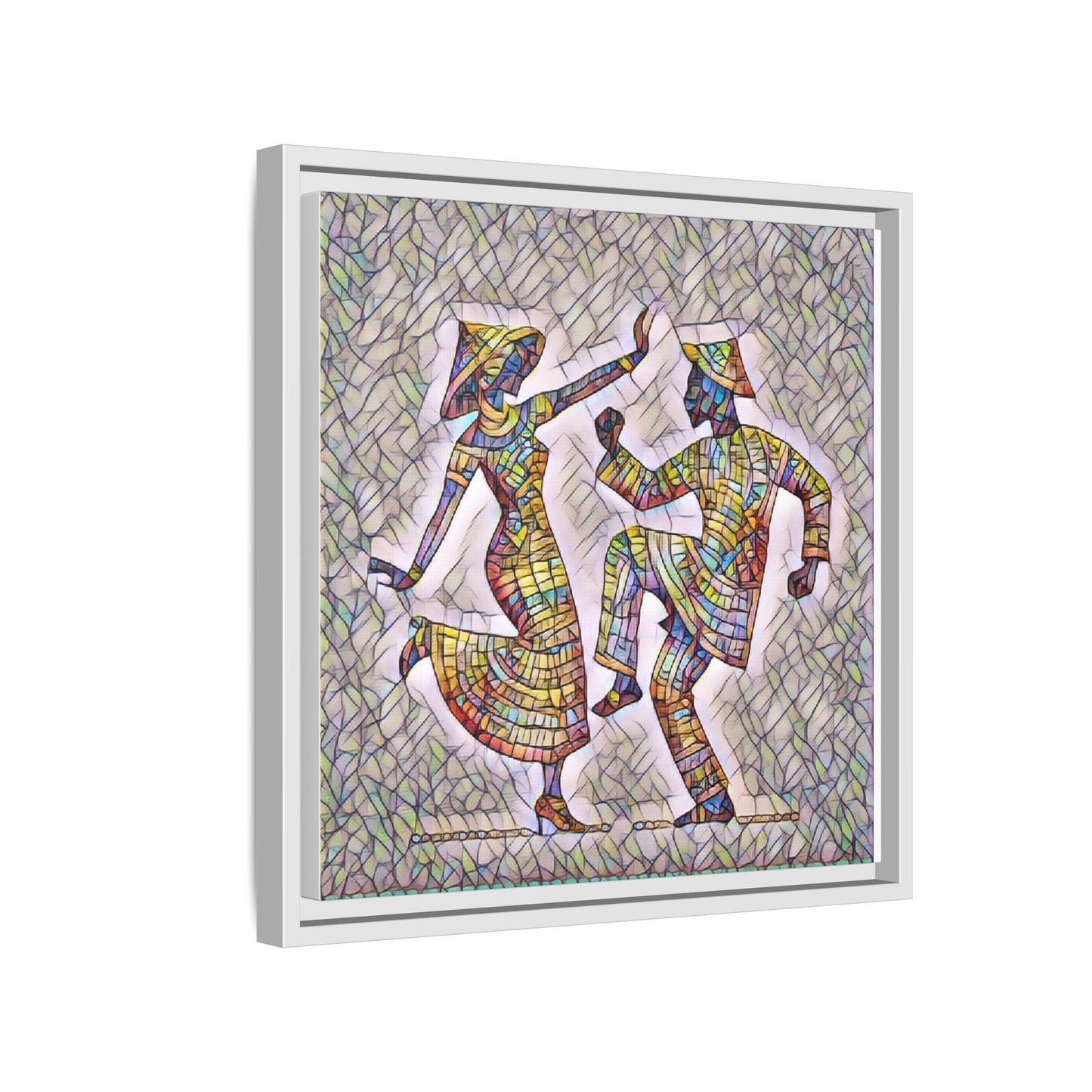 Colorful Folk Dance Matte Canvas Print (Framed)