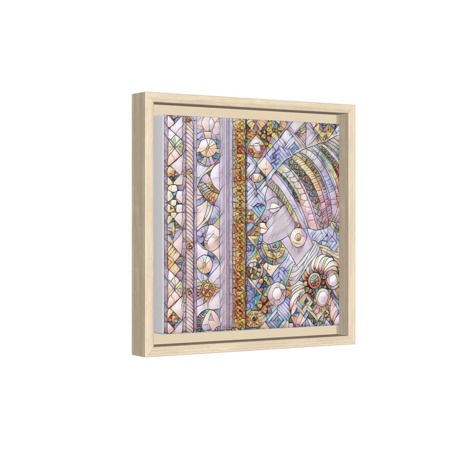 Afrocentric Stained-Glass Portrait Matte Framed Canvas