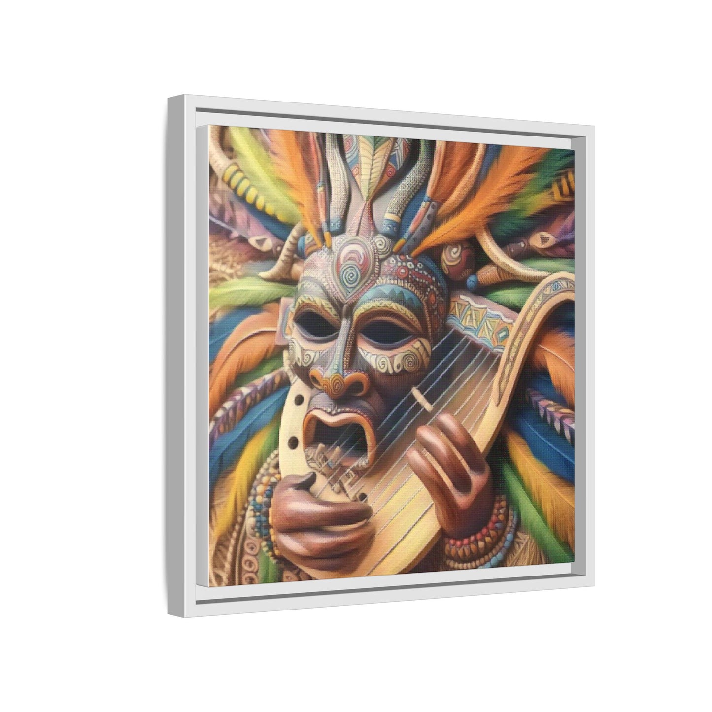 Colorful Tribal Mask Canvas — Framed Matte Wall Art