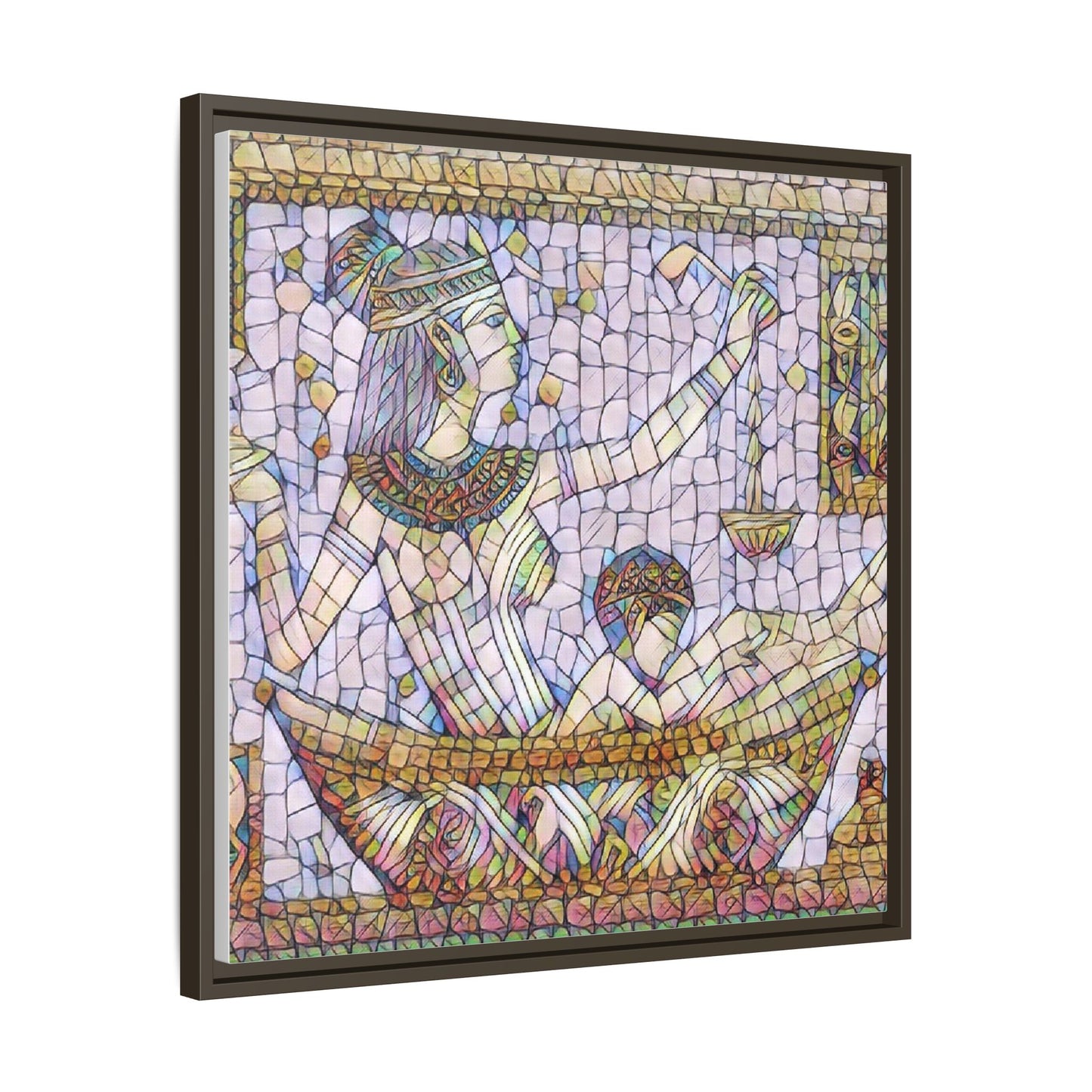Egyptian Mosaic Goddess Matte Canvas Print (Framed)