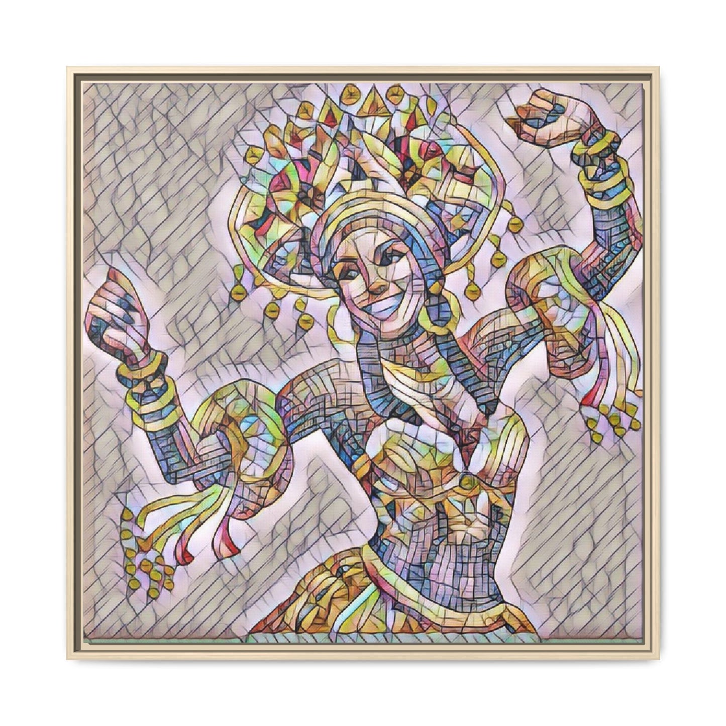 Framed Matte Canvas: Colorful Carnival Dancer Artwork – Vibrant Ethnic Dance Wall Art