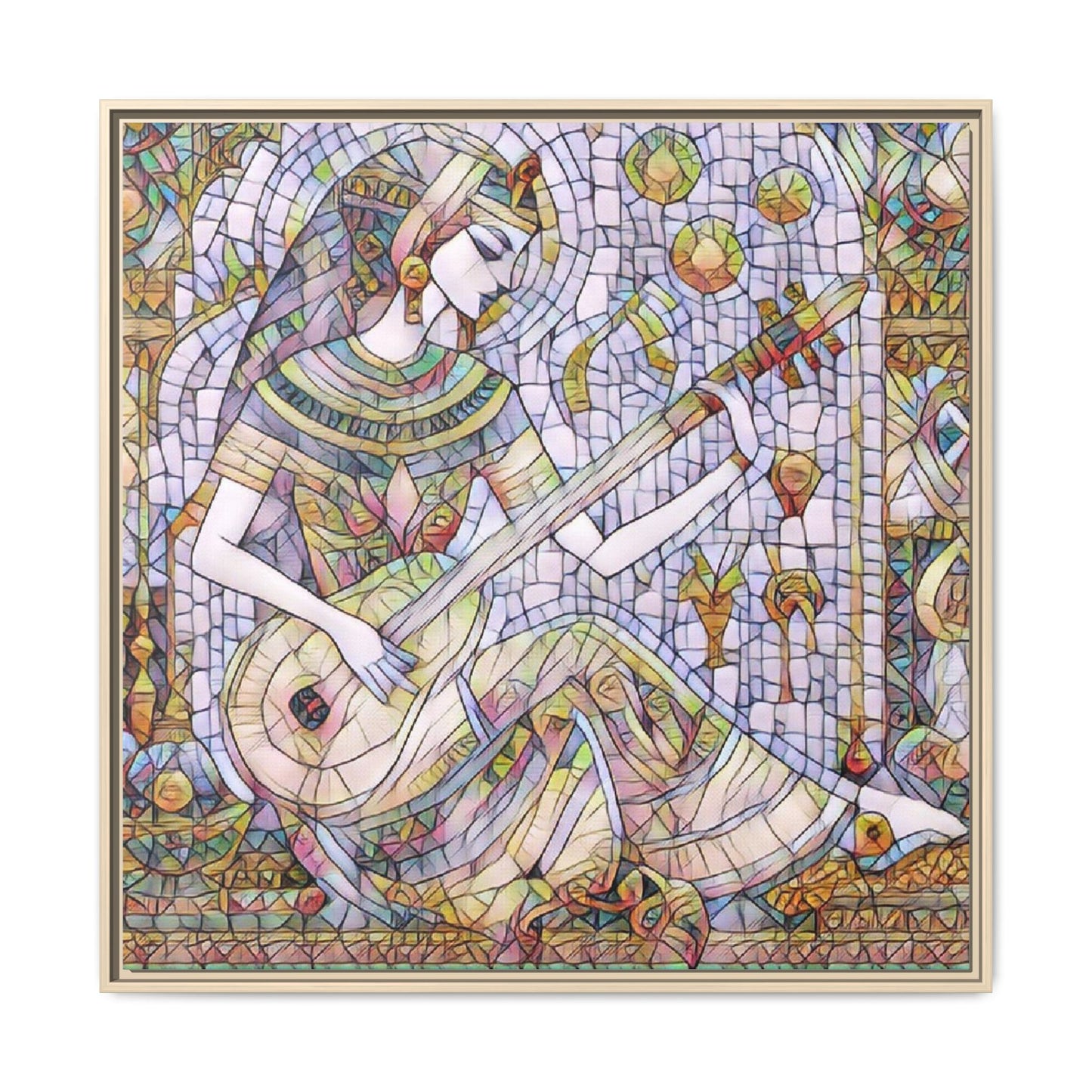 Egyptian Muse Mosaic Matte Canvas Framed Wall Art