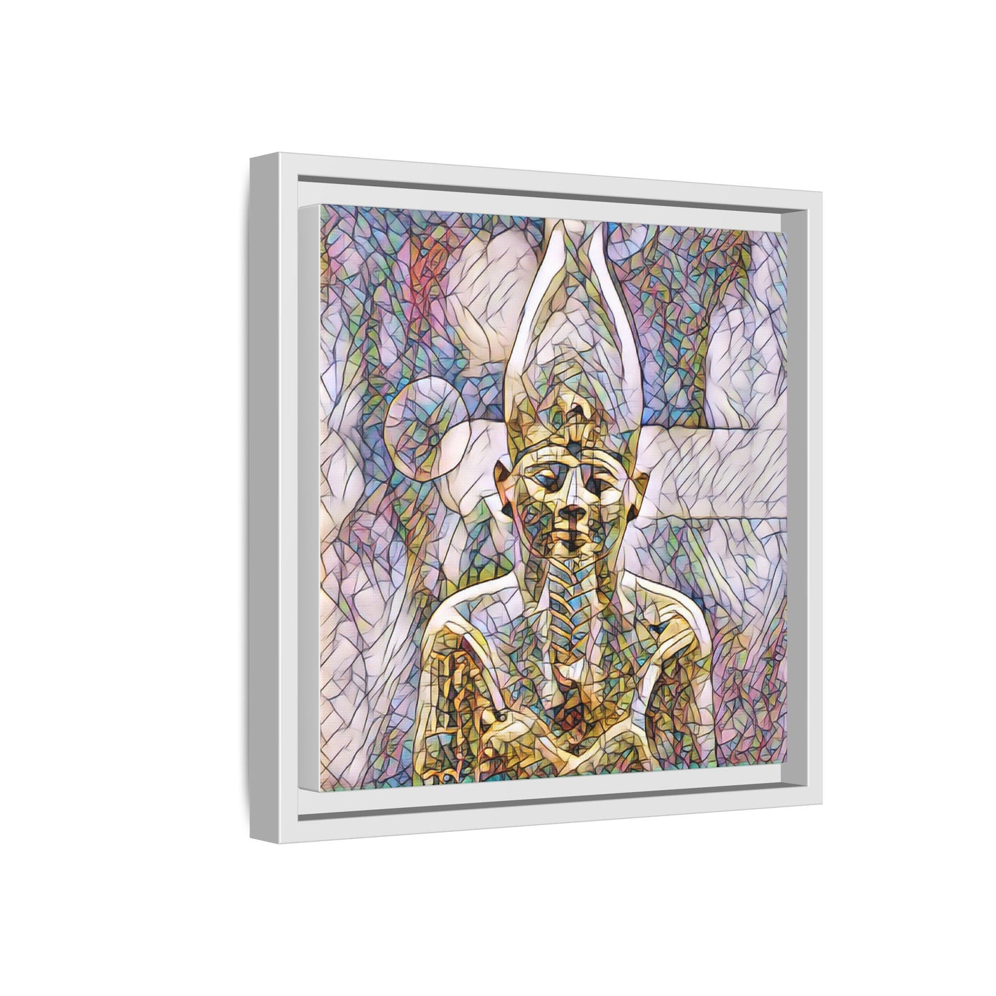 Egyptian Pharaoh Stained-Glass Style Matte Canvas Print, Framed
