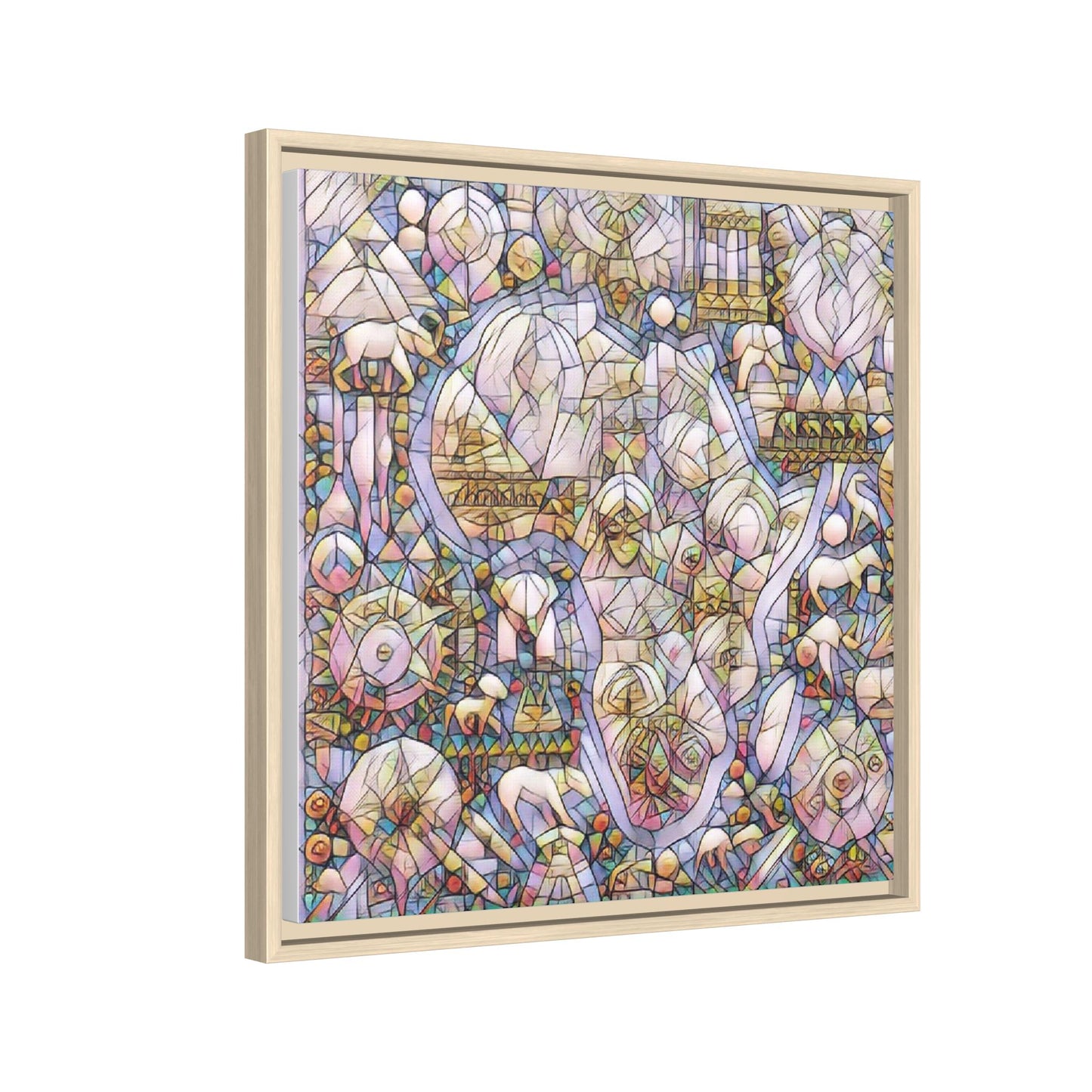 Abstract Stained-Glass Style Framed Canvas Print