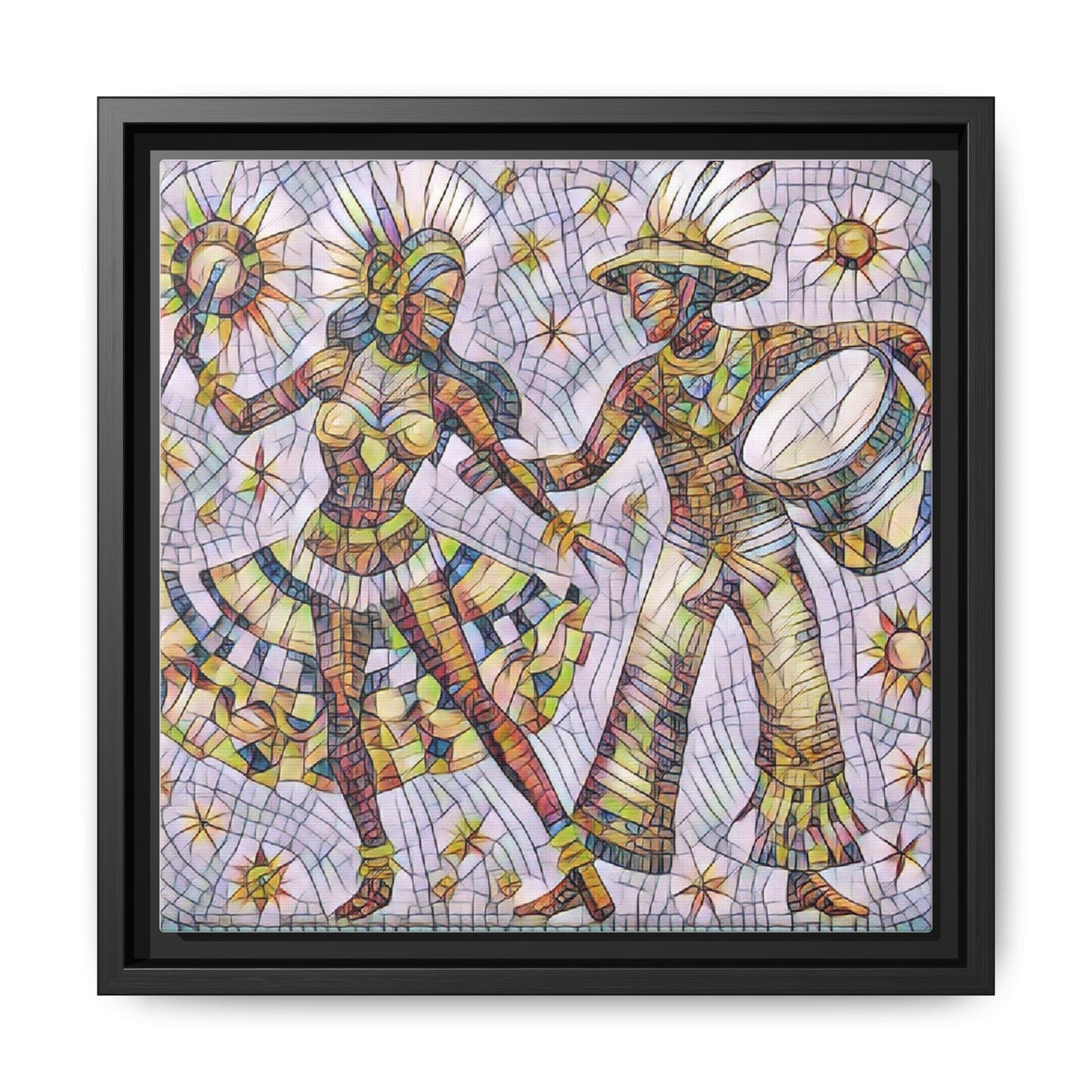 Carnival Dancers Framed Canvas Art – Colorful Samba Couple Print