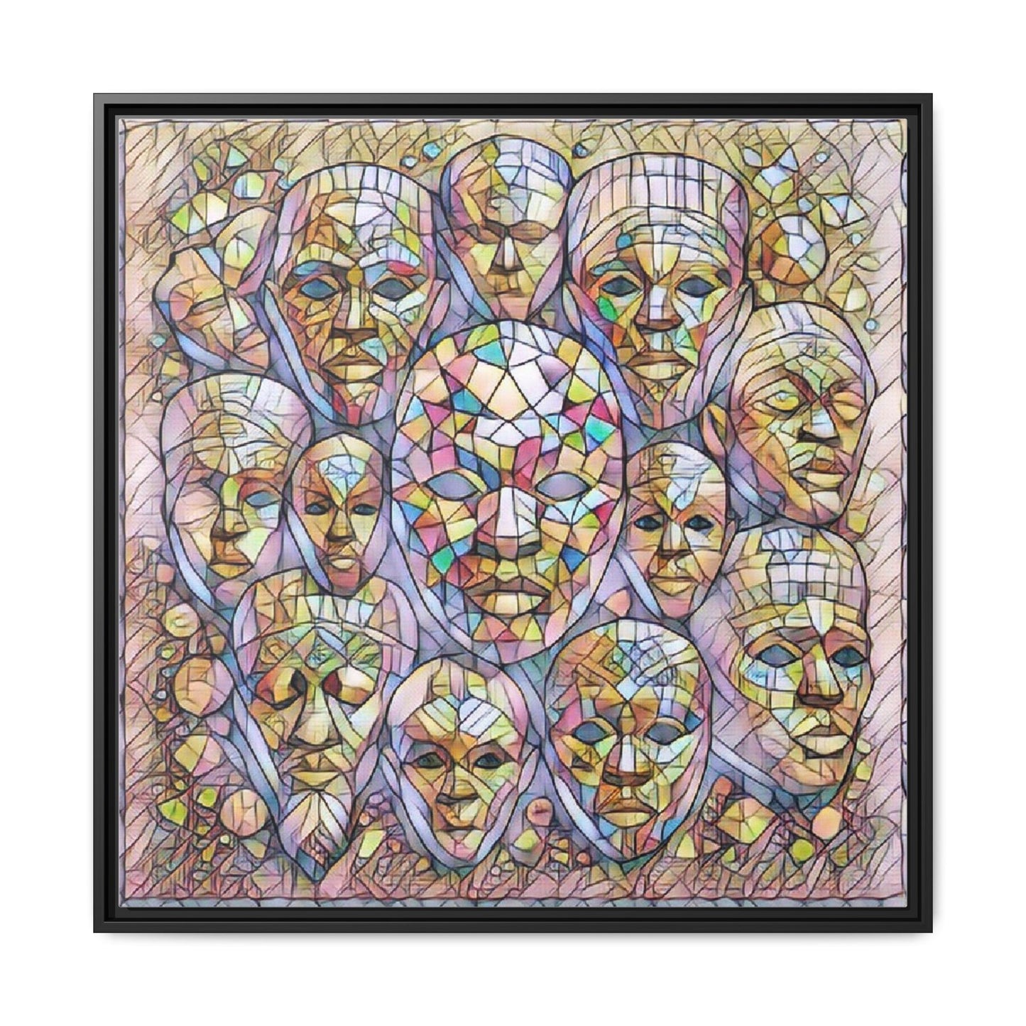 Framed Art Print — Mosaic Faces Matte Canvas