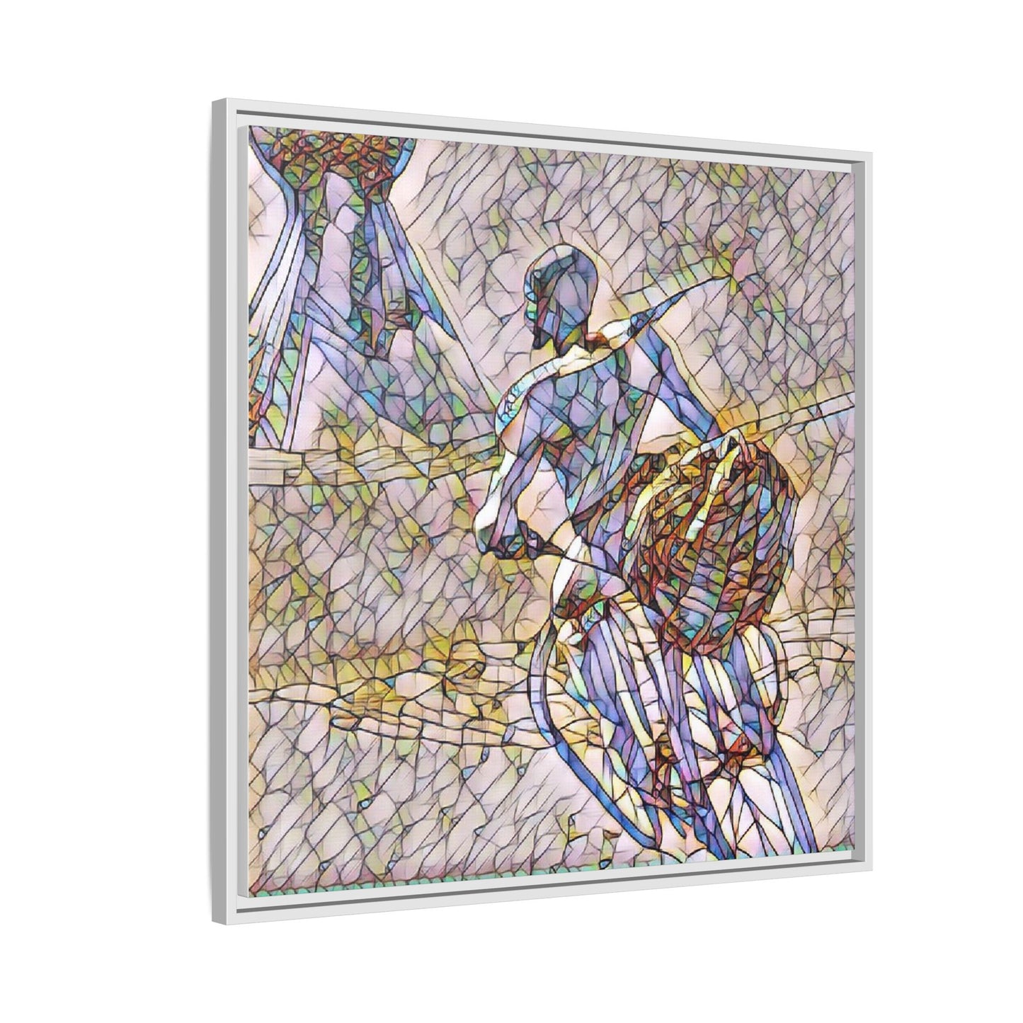 Abstract Stained-Glass Warrior Matte Framed Canvas