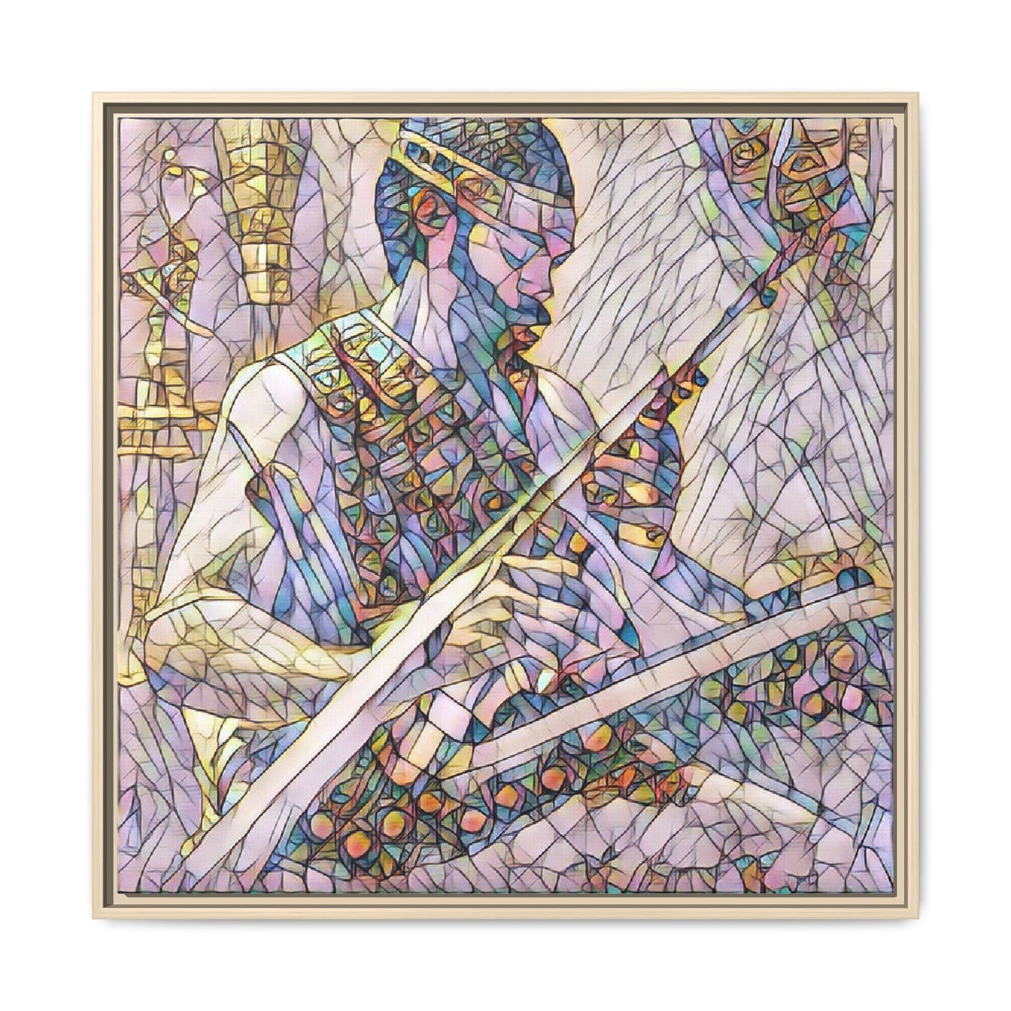 Framed Matte Canvas — Abstract Musician Stained-Glass Art Print