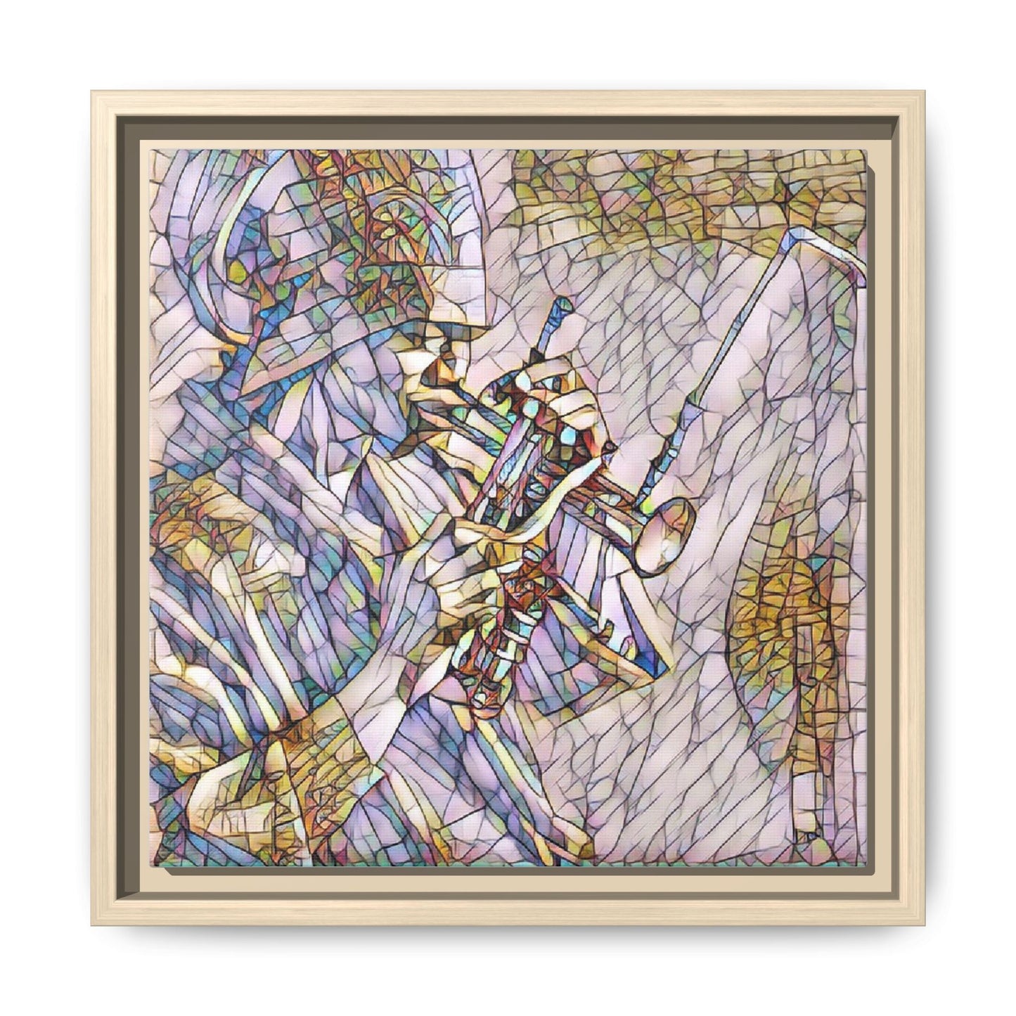 Framed Abstract Trumpet Player Matte Canvas Art