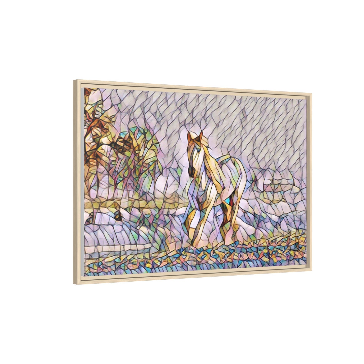 Abstract Stained-Glass Horse Matte Canvas Framed Wall Art