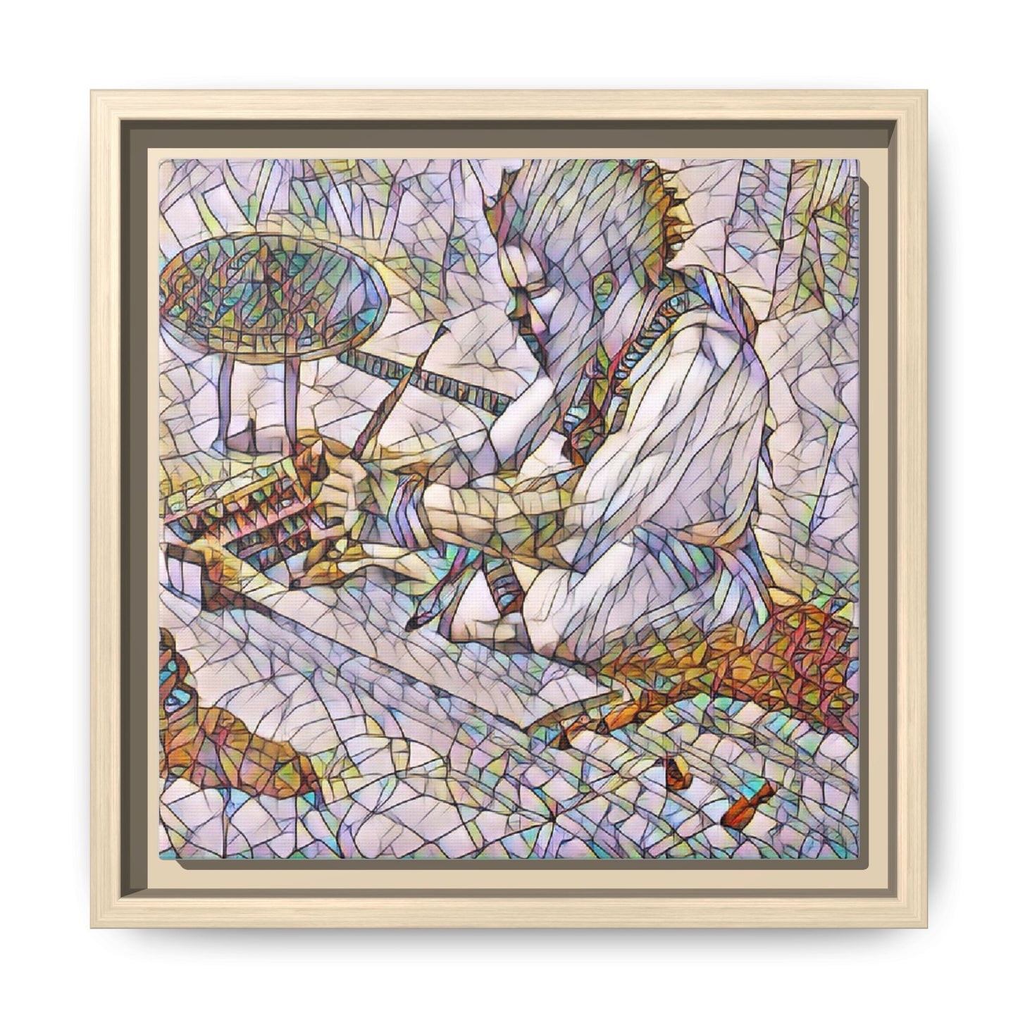 Framed Matte Canvas — Abstract Drummer Mosaic Wall Art