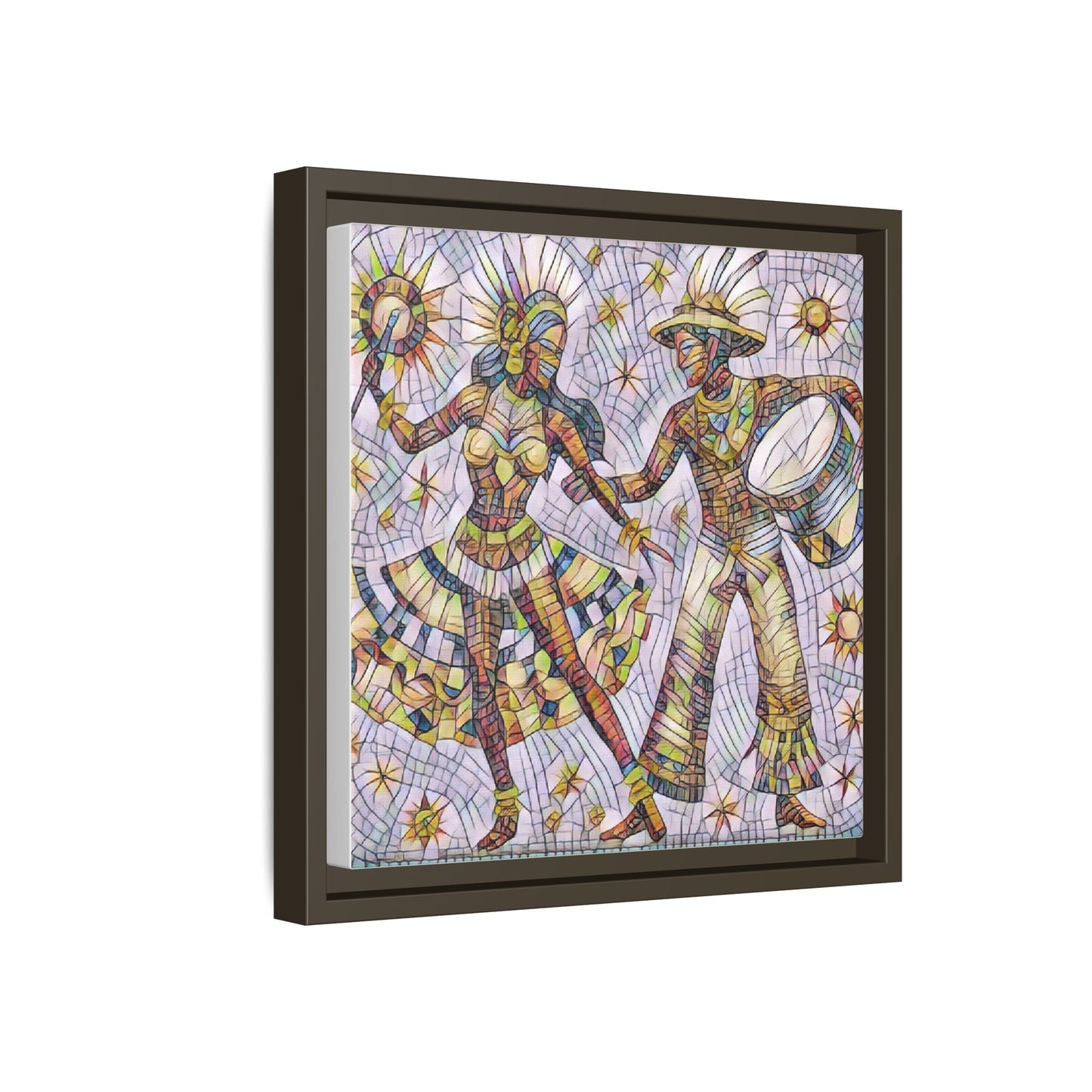 Carnival Dancers Framed Canvas Art — Colorful Samba Rhythm Wall Decor