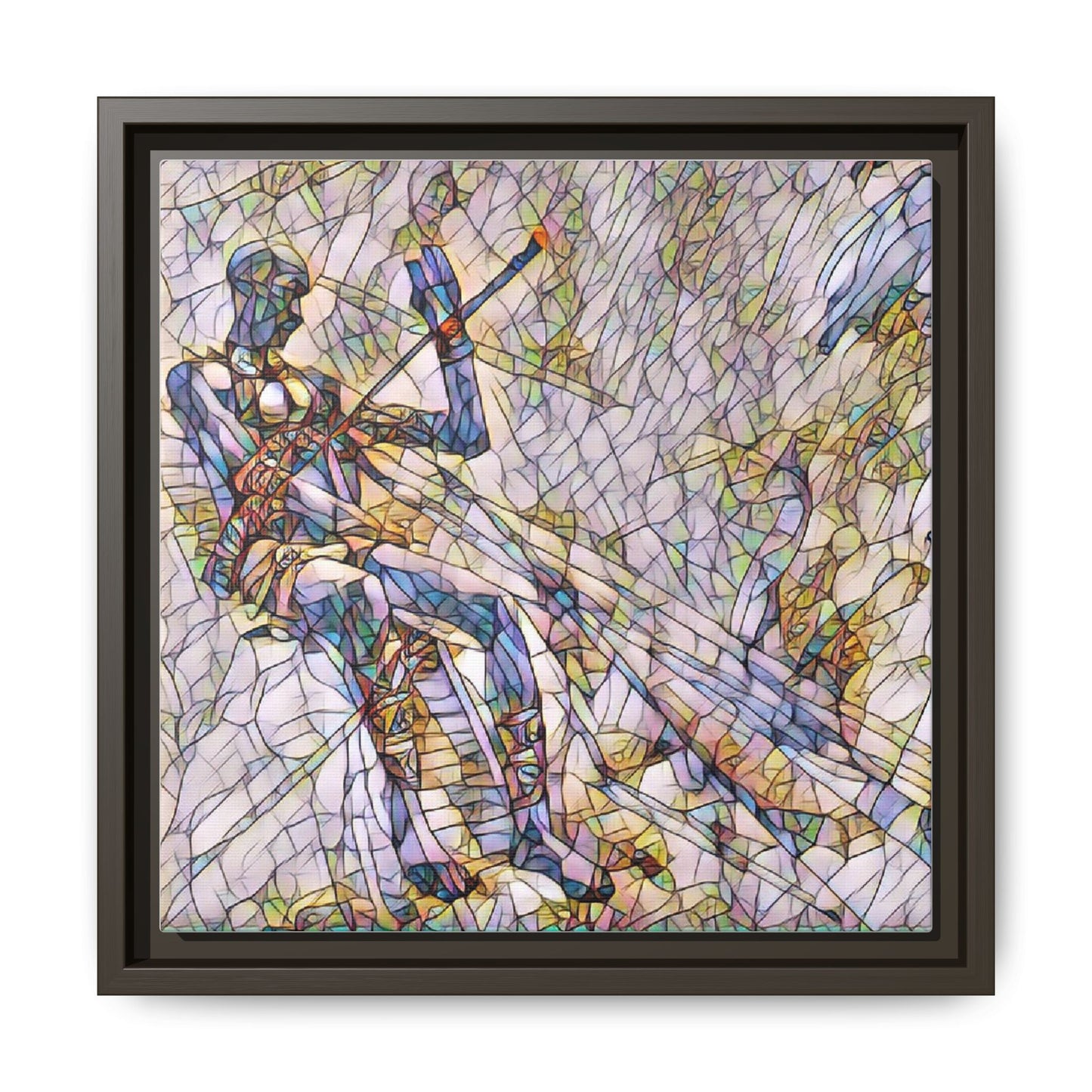 Abstract Stained-Glass Warrior Framed Canvas