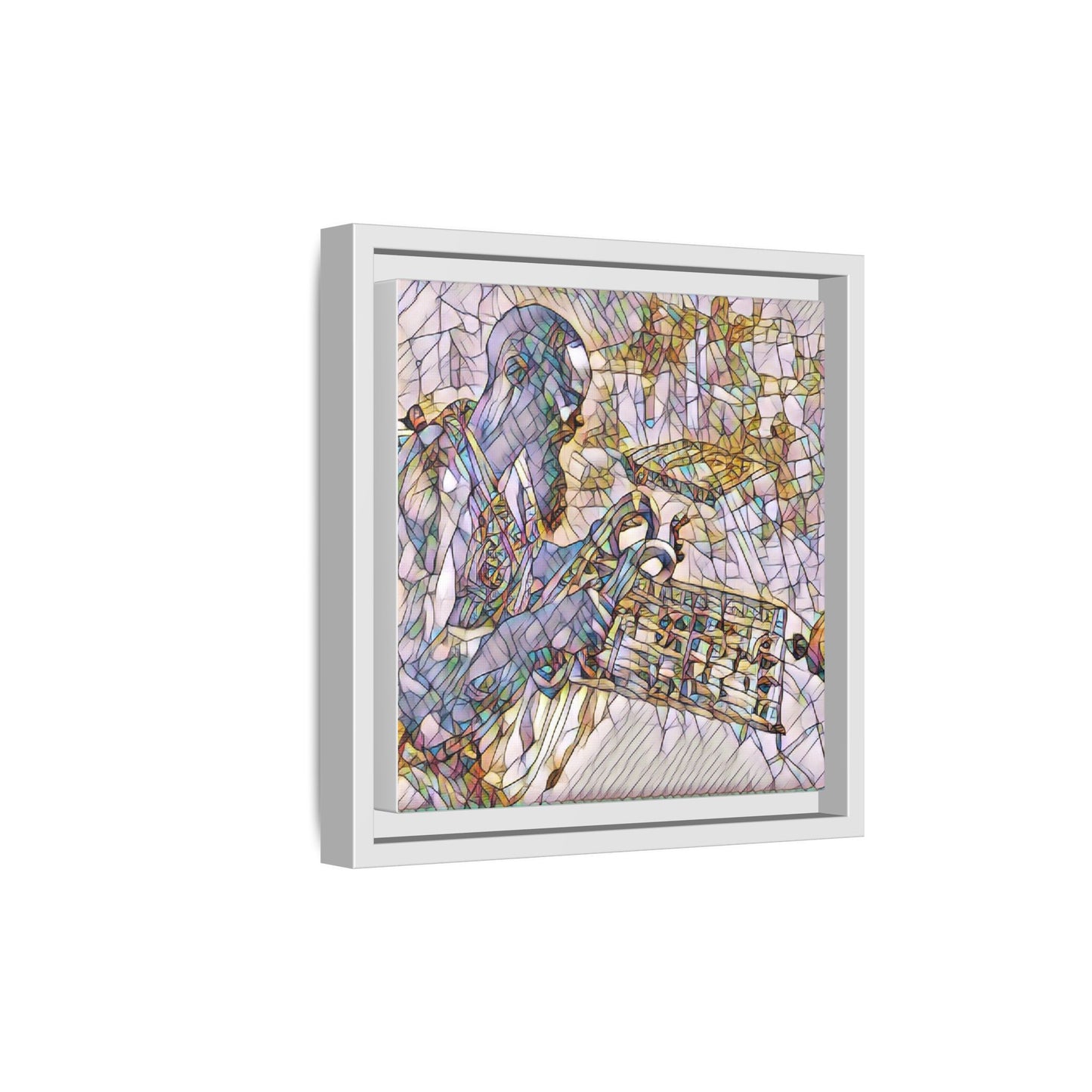Framed Matte Canvas Art – Abstract Musician with Keyboard (Multi-Color)