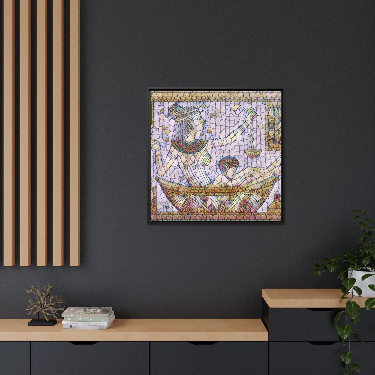 Egyptian Mosaic Goddess Matte Canvas Print (Framed)