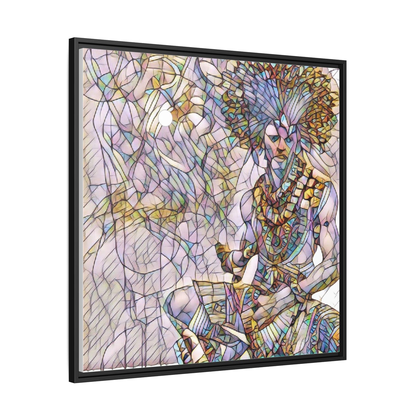 Framed Matte Canvas Art — Colorful Tribal Warrior Illustration