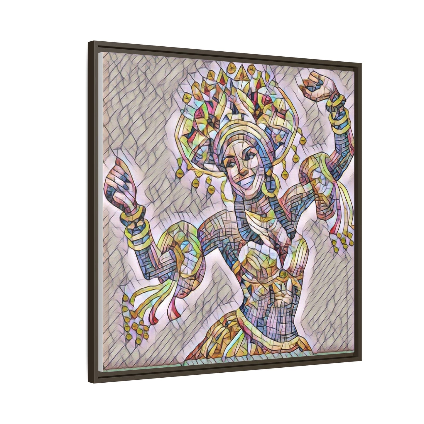 Framed Matte Canvas: Colorful Carnival Dancer Artwork – Vibrant Ethnic Dance Wall Art