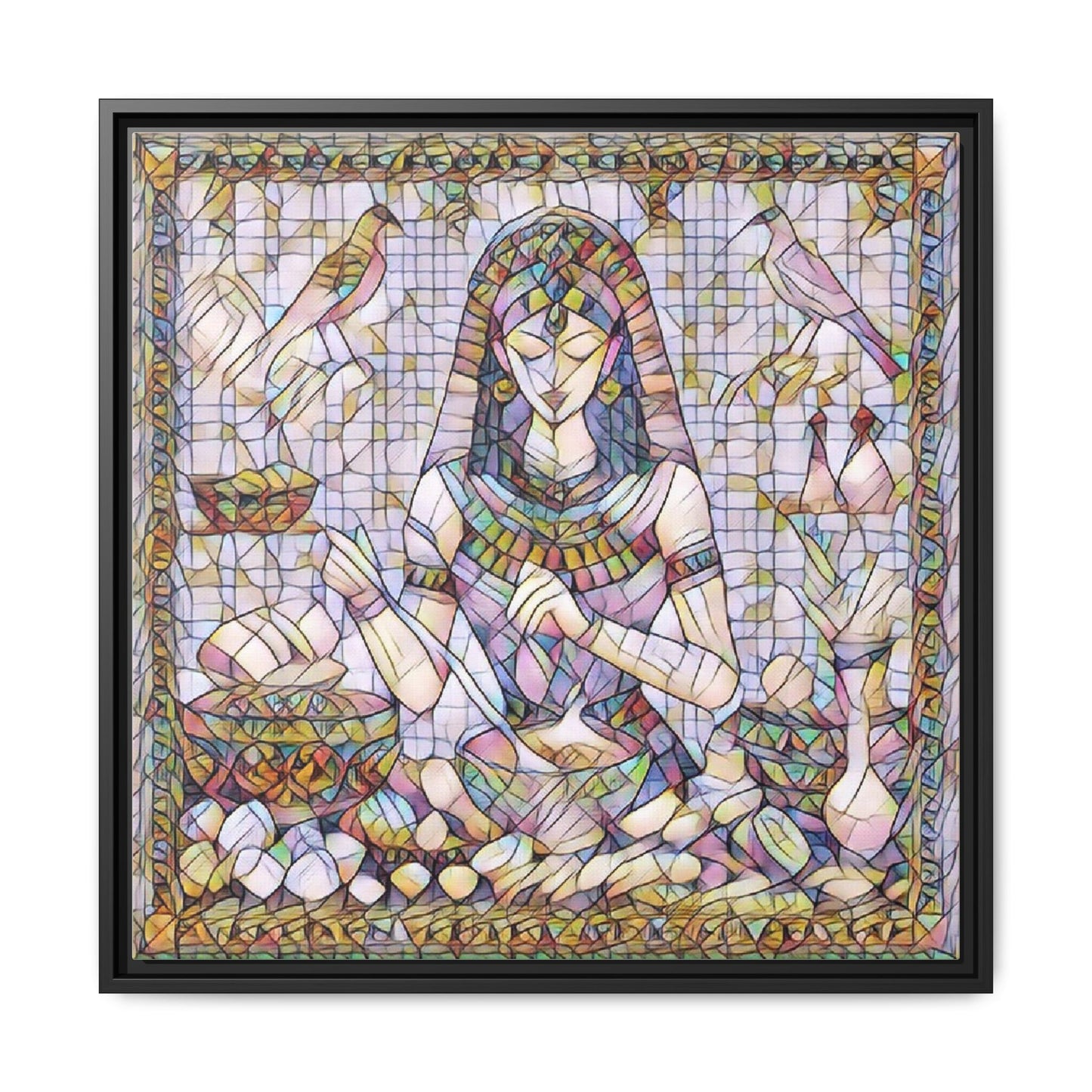 Egyptian Goddess Mosaic Framed Canvas Art
