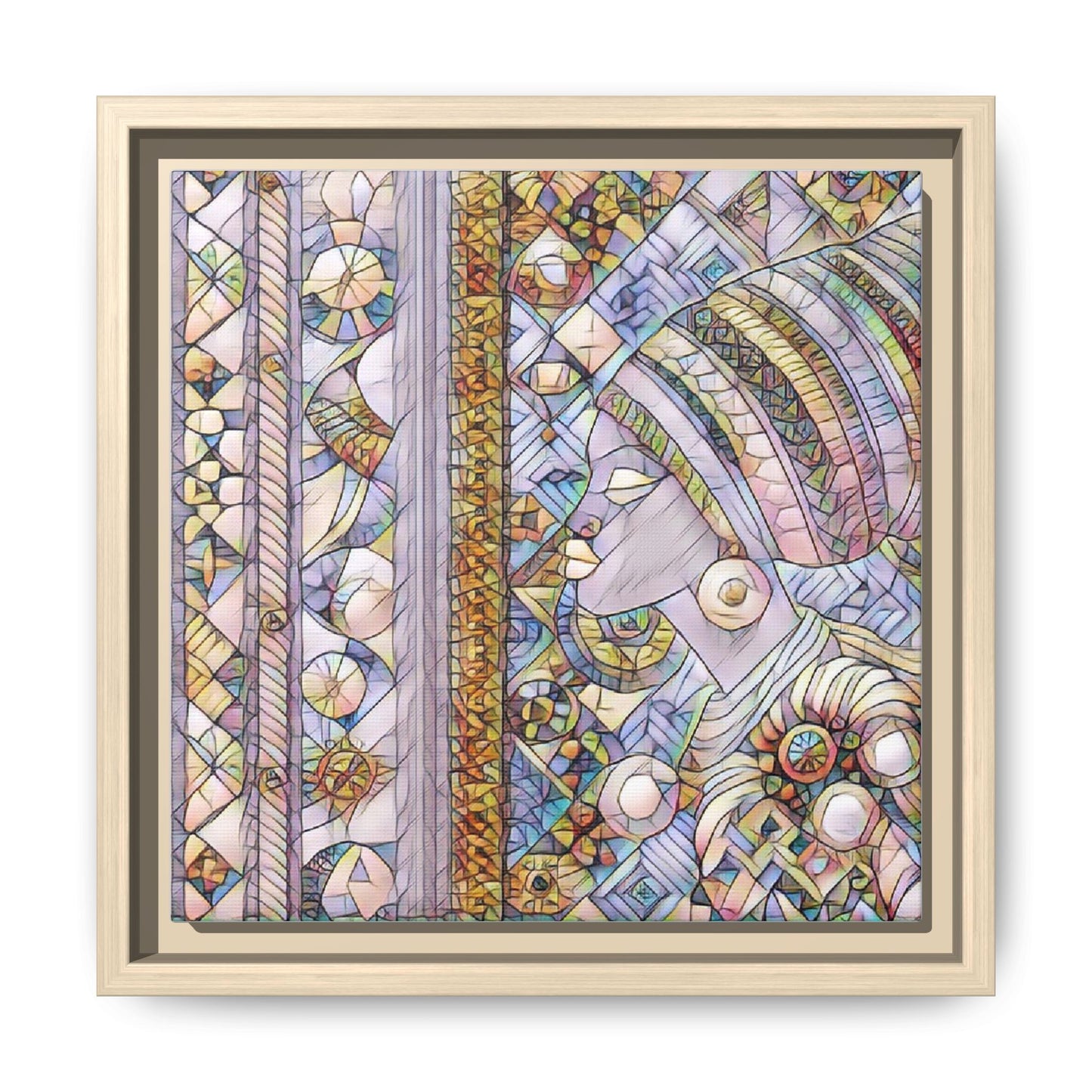 Afrocentric Stained-Glass Portrait Matte Framed Canvas