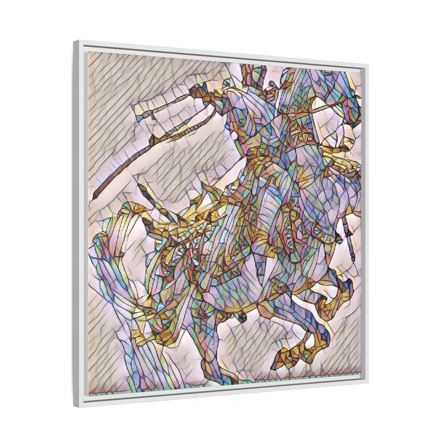 Framed Abstract Stained-Glass Horse Canvas