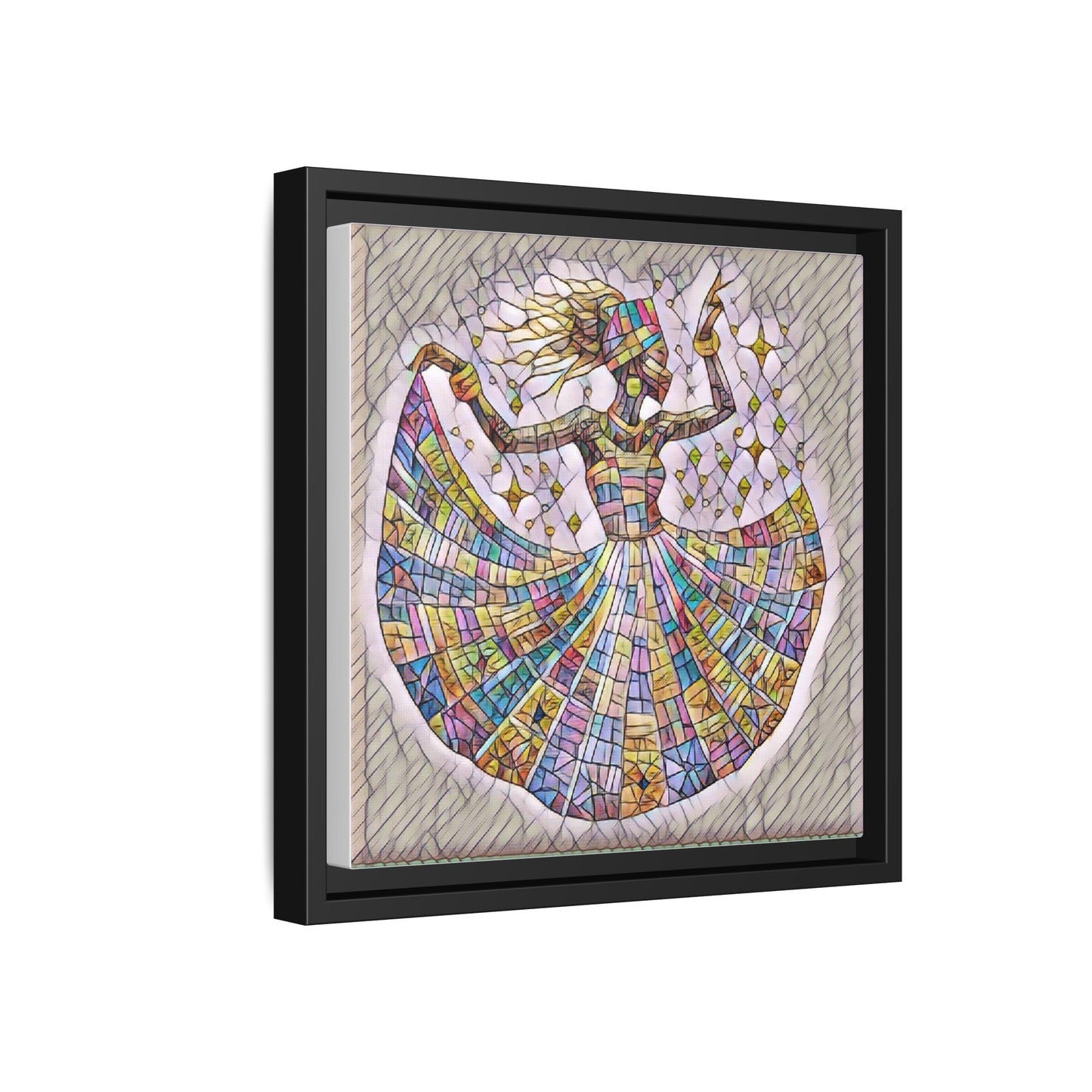 Colorful Mosaic Dance Framed Canvas Art