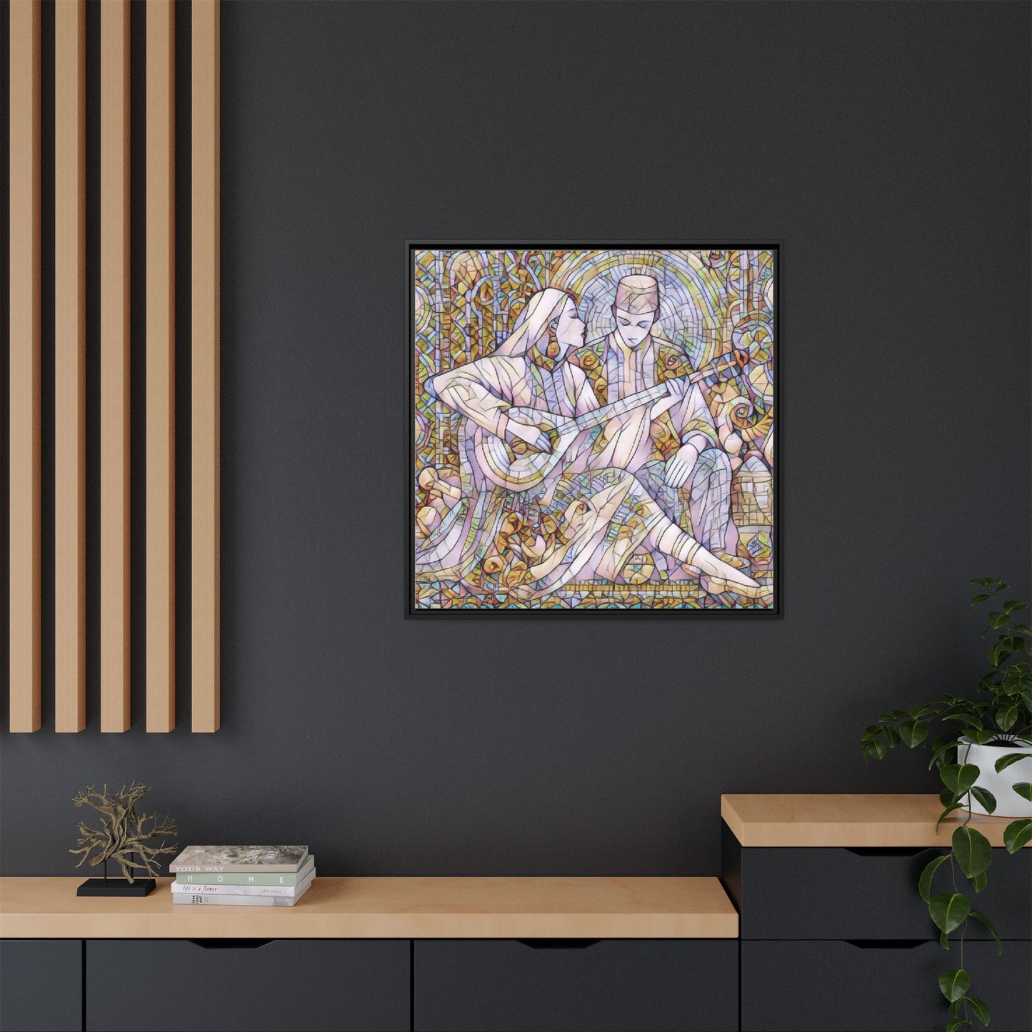 Love Song Serenade - Framed Canvas Wall Art | Guitar Player Romantic Print