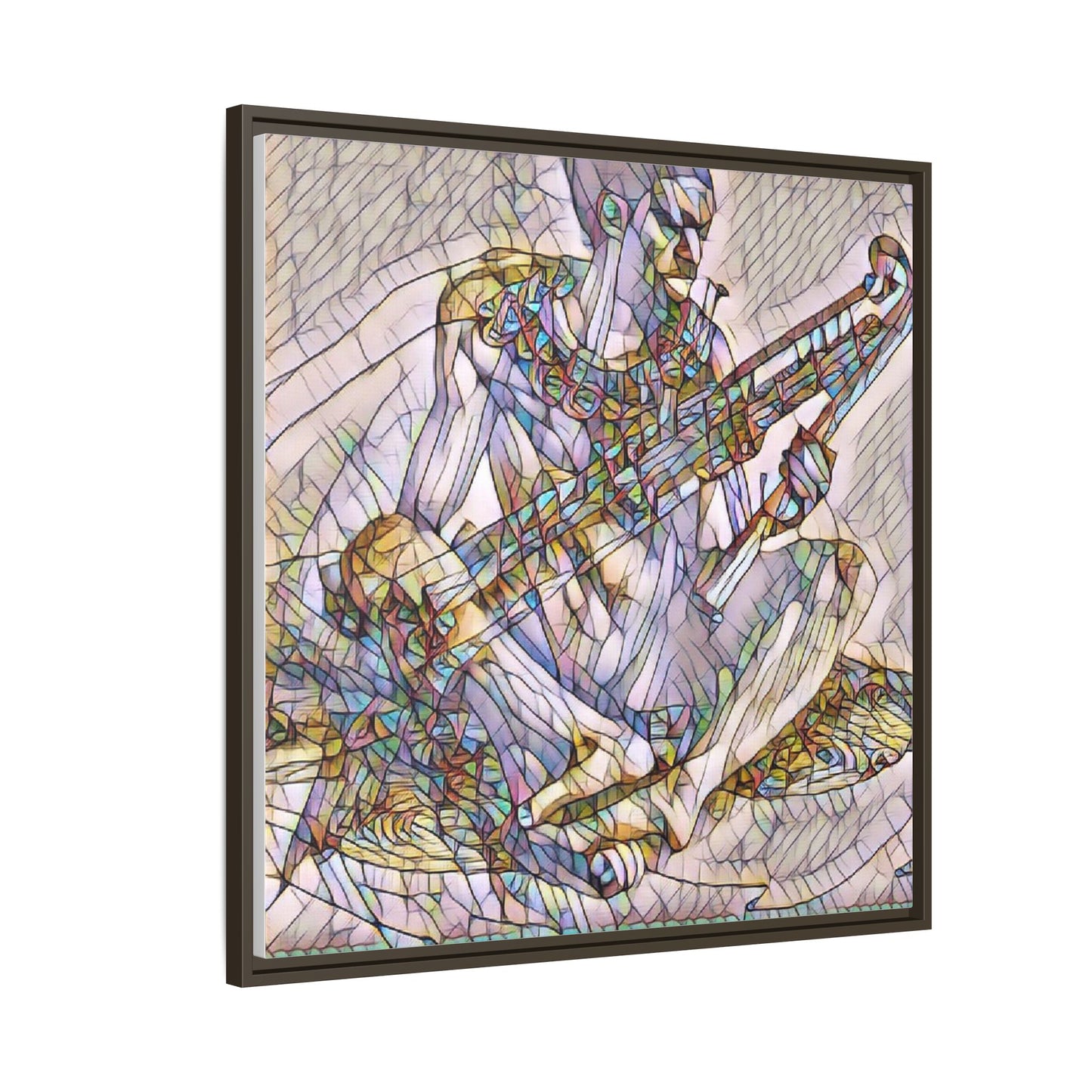 Framed Abstract Musician Canvas Art — Multicolor Modern Wall Decor