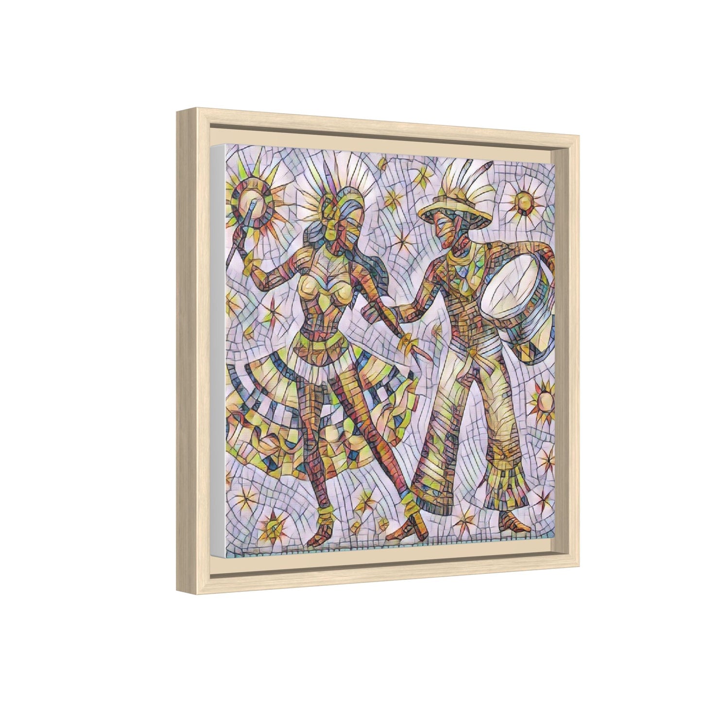 Carnival Dancers Framed Canvas Art – Colorful Samba Couple Print