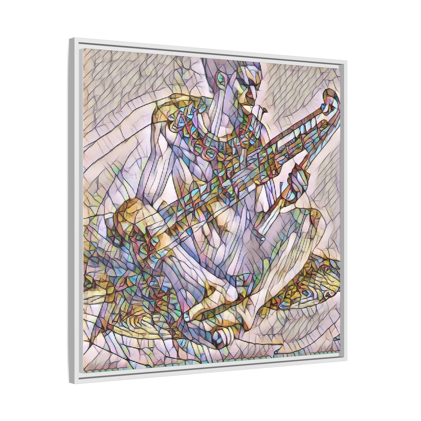 Framed Abstract Musician Canvas Art — Multicolor Modern Wall Decor