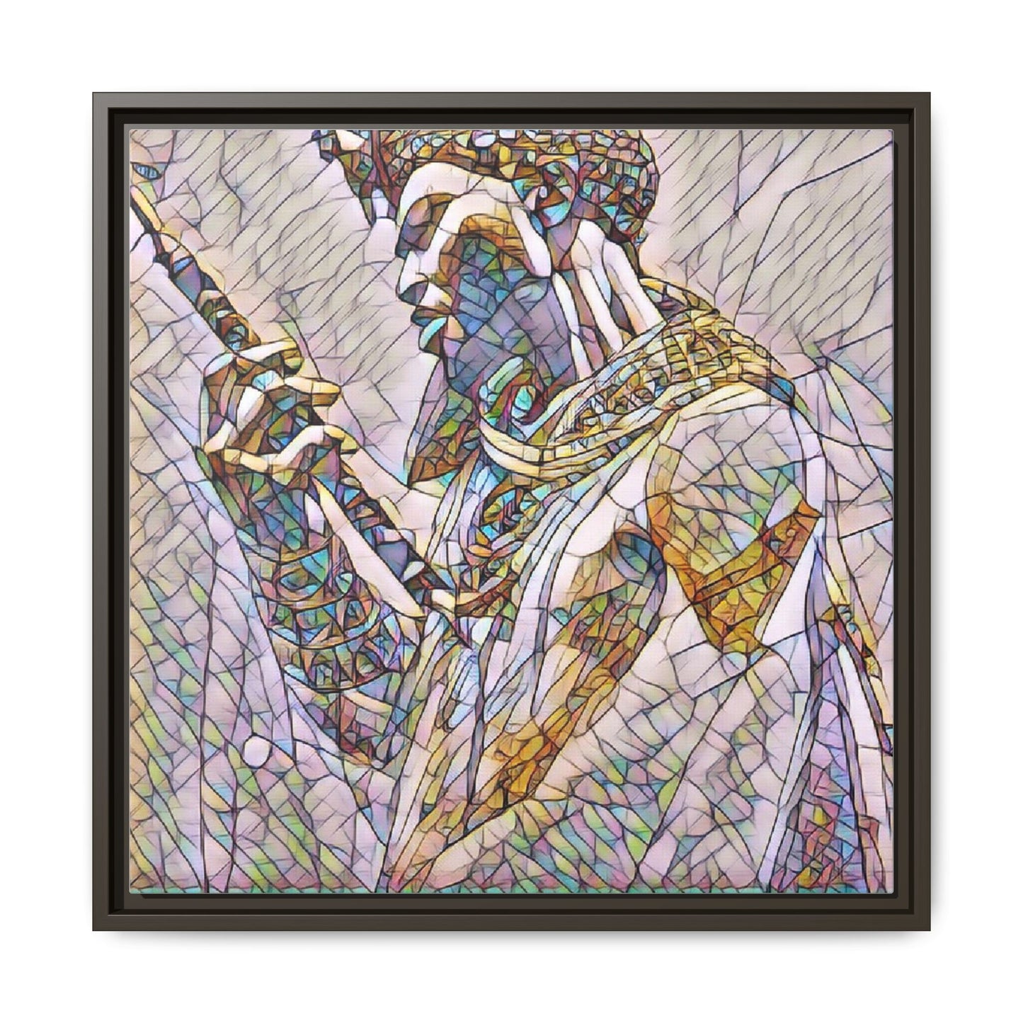 Egyptian Pharaoh Stained Glass Art — Framed Matte Canvas