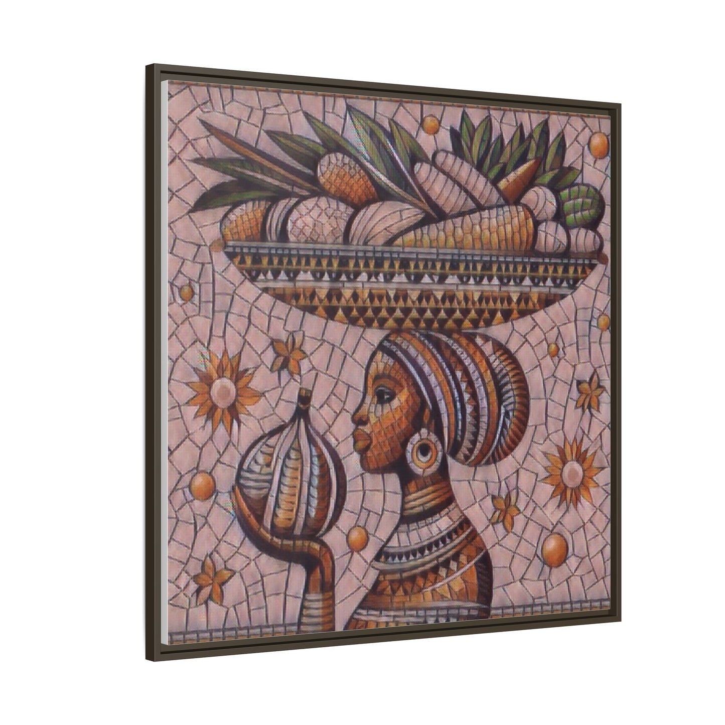 Egyptian Mosaic Goddess Matte Framed Canvas Wall Art