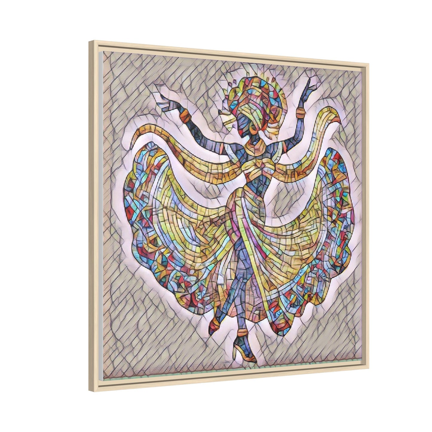 Colorful Mosaic Dancer Framed Canvas Art
