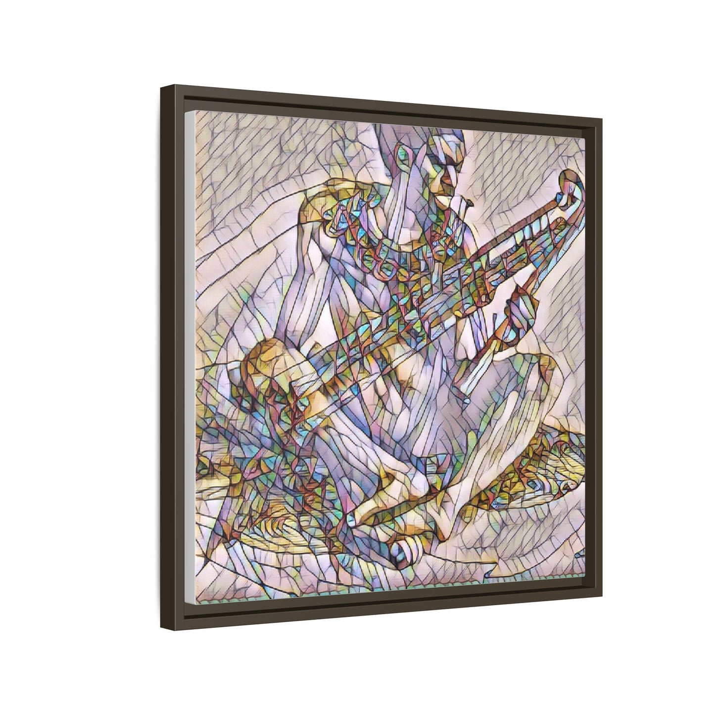 Framed Abstract Musician Canvas Art — Multicolor Modern Wall Decor