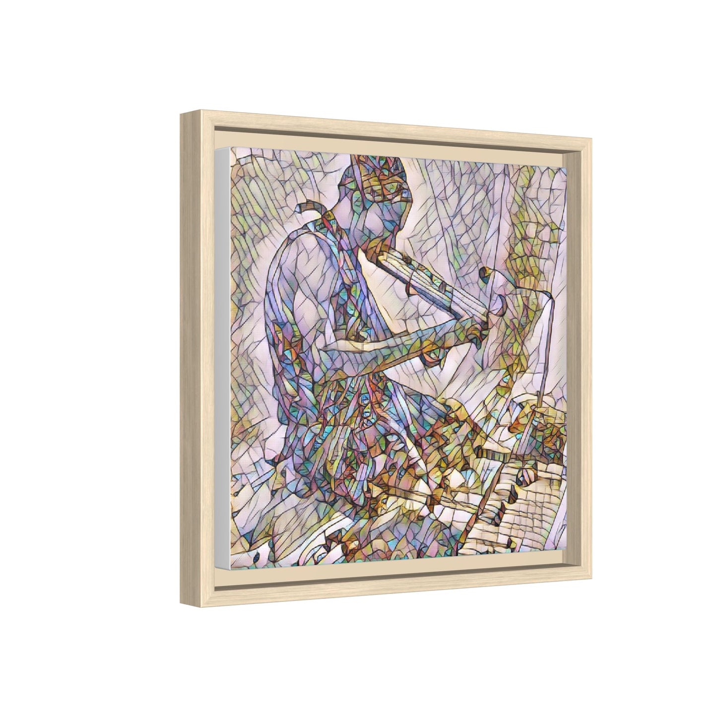 Abstract Violinist Matte Framed Canvas – Colorful Musical Art Print