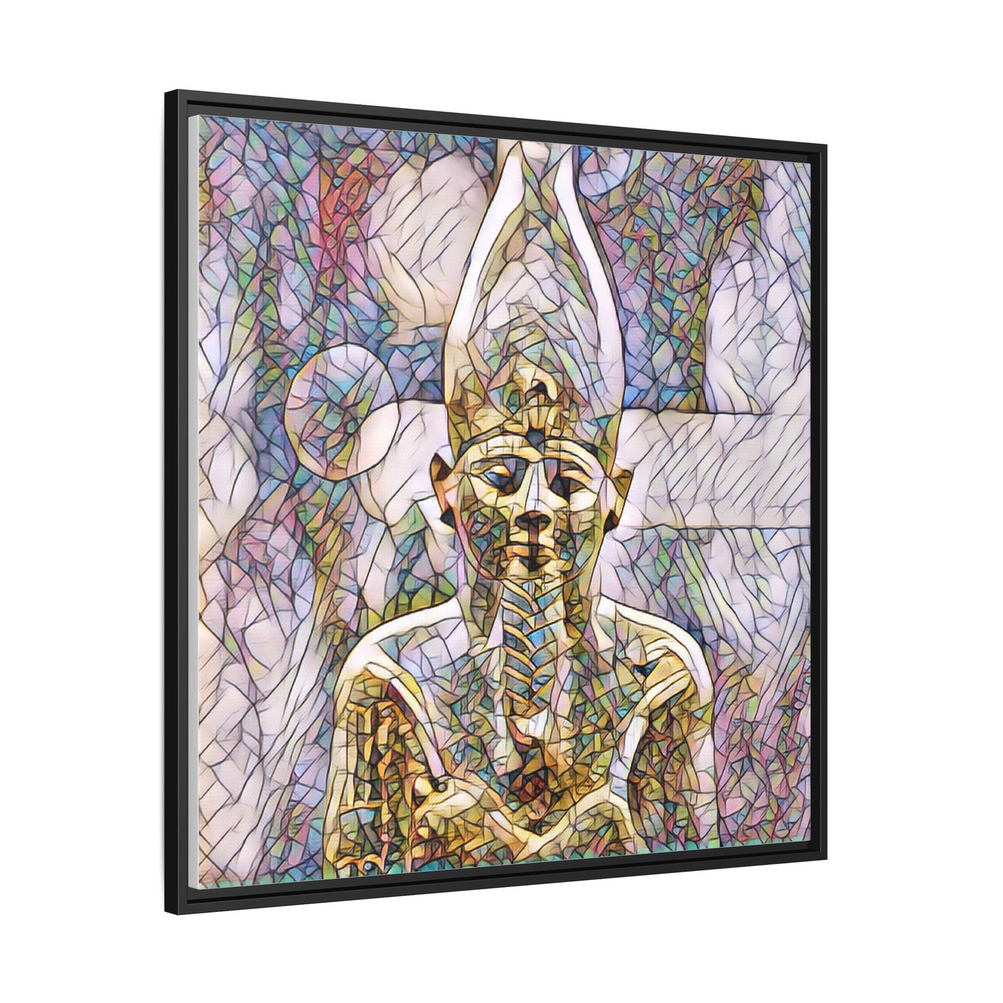 Egyptian Pharaoh Stained-Glass Style Matte Canvas Print, Framed
