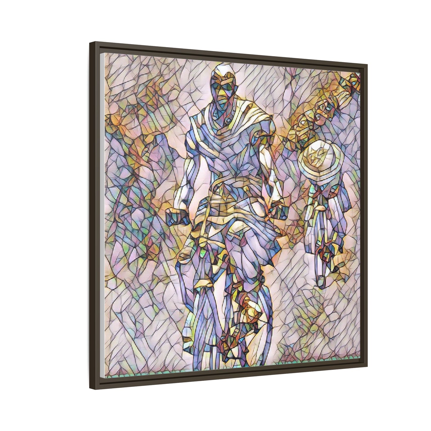 Framed Matte Canvas — Abstract Cyclist Artwork (Multi‑Color)