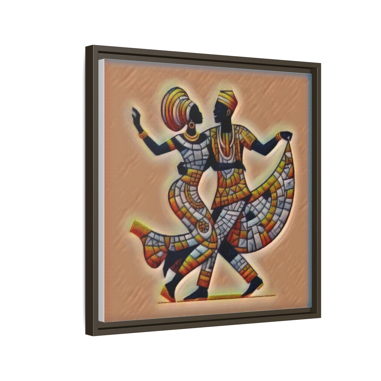 Framed African Dance Mosaic Art Print — Matte Canvas Wall Decor