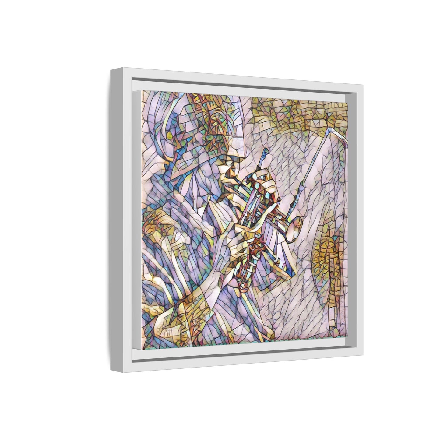 Framed Abstract Trumpet Player Matte Canvas Art