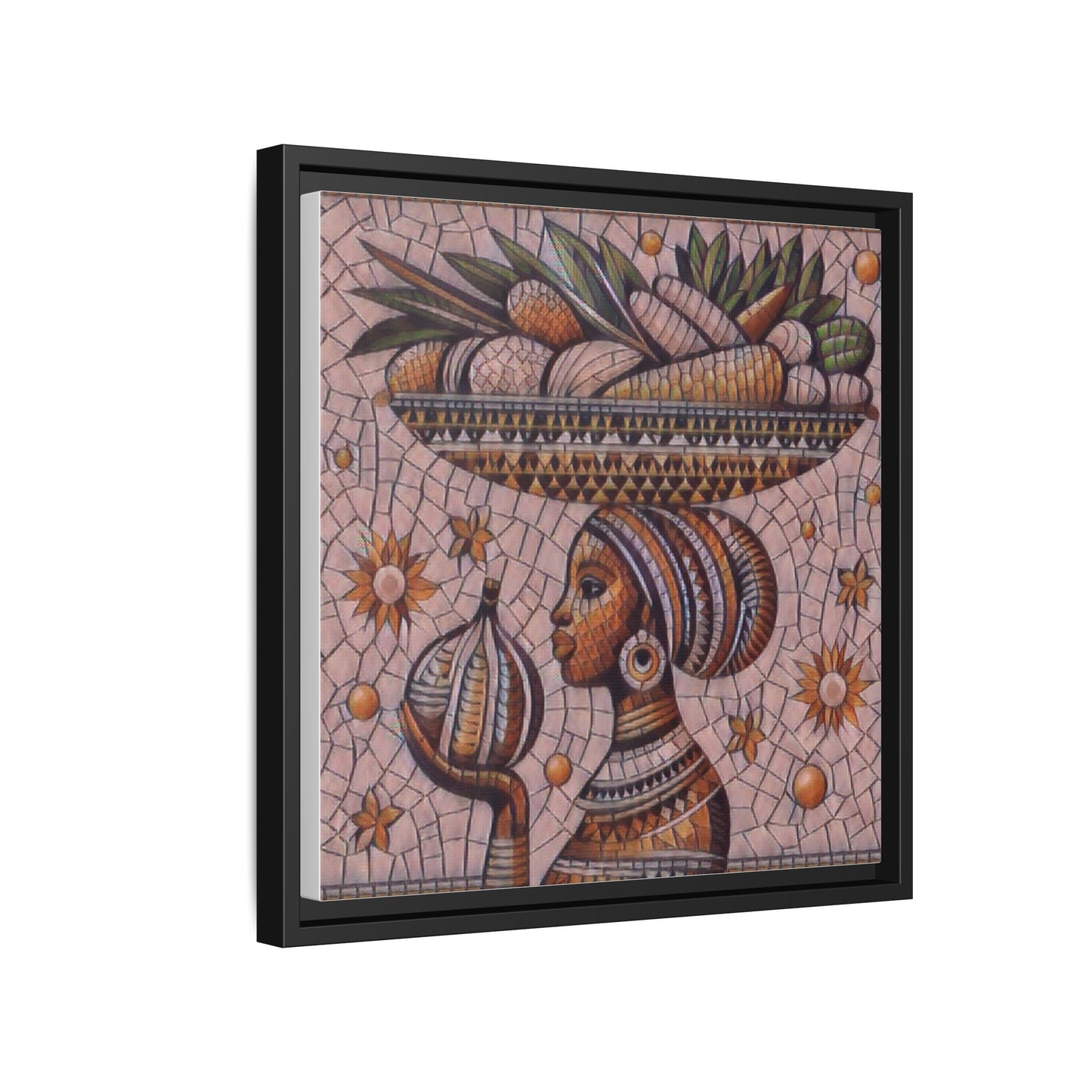 Egyptian Mosaic Goddess Matte Framed Canvas Wall Art