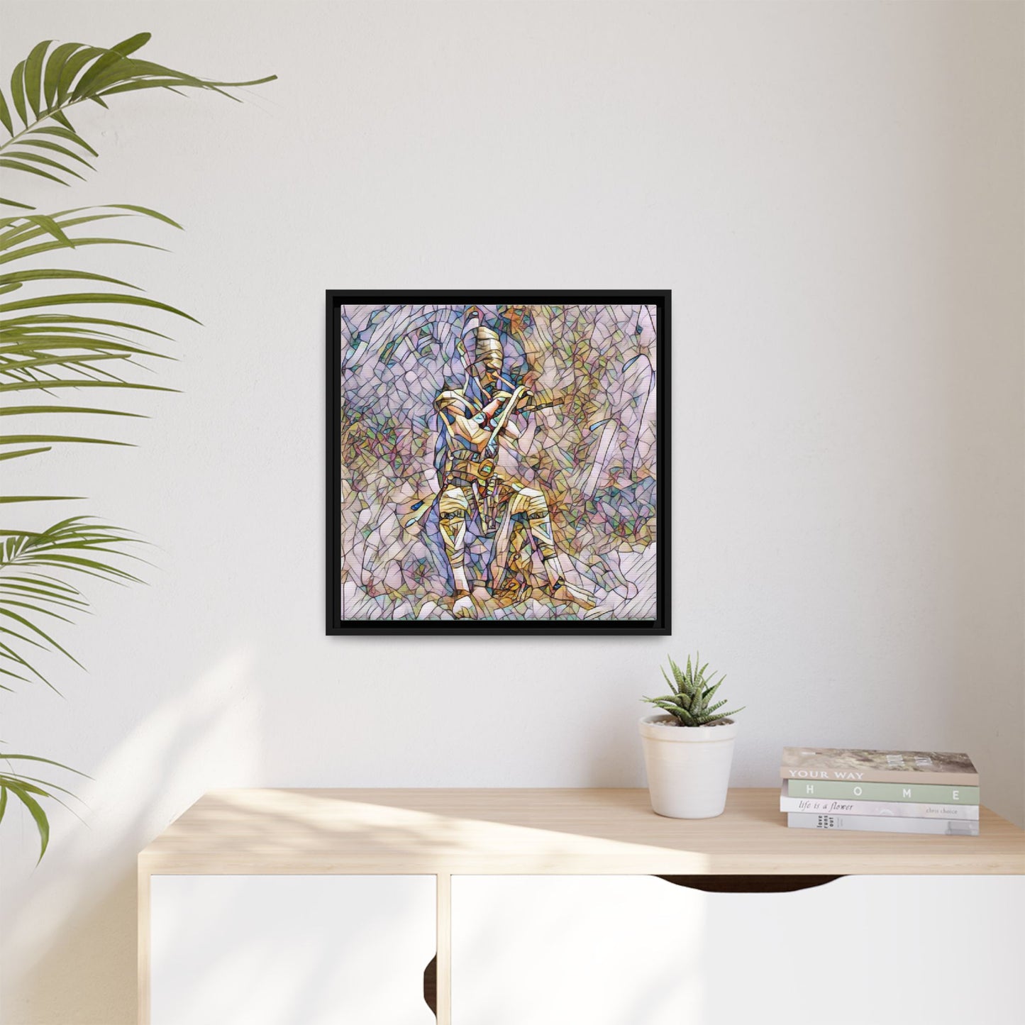 Framed Matte Canvas - Stained Glass Knight Artwork