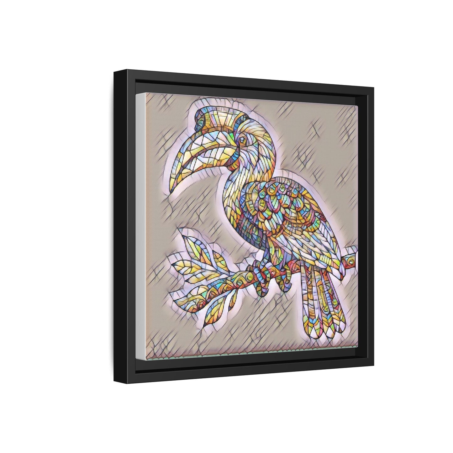 Colorful Stained Glass Toucan Matte Canvas Framed Wall Art