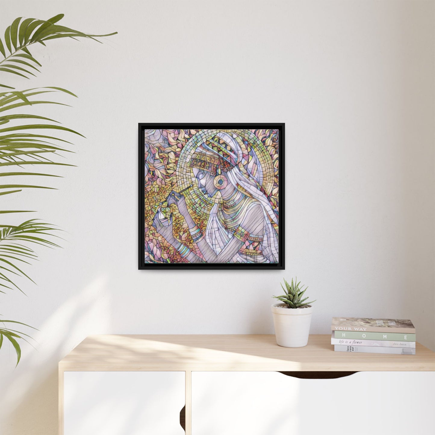 Egyptian Goddess Stained-Glass Matte Canvas (Framed)