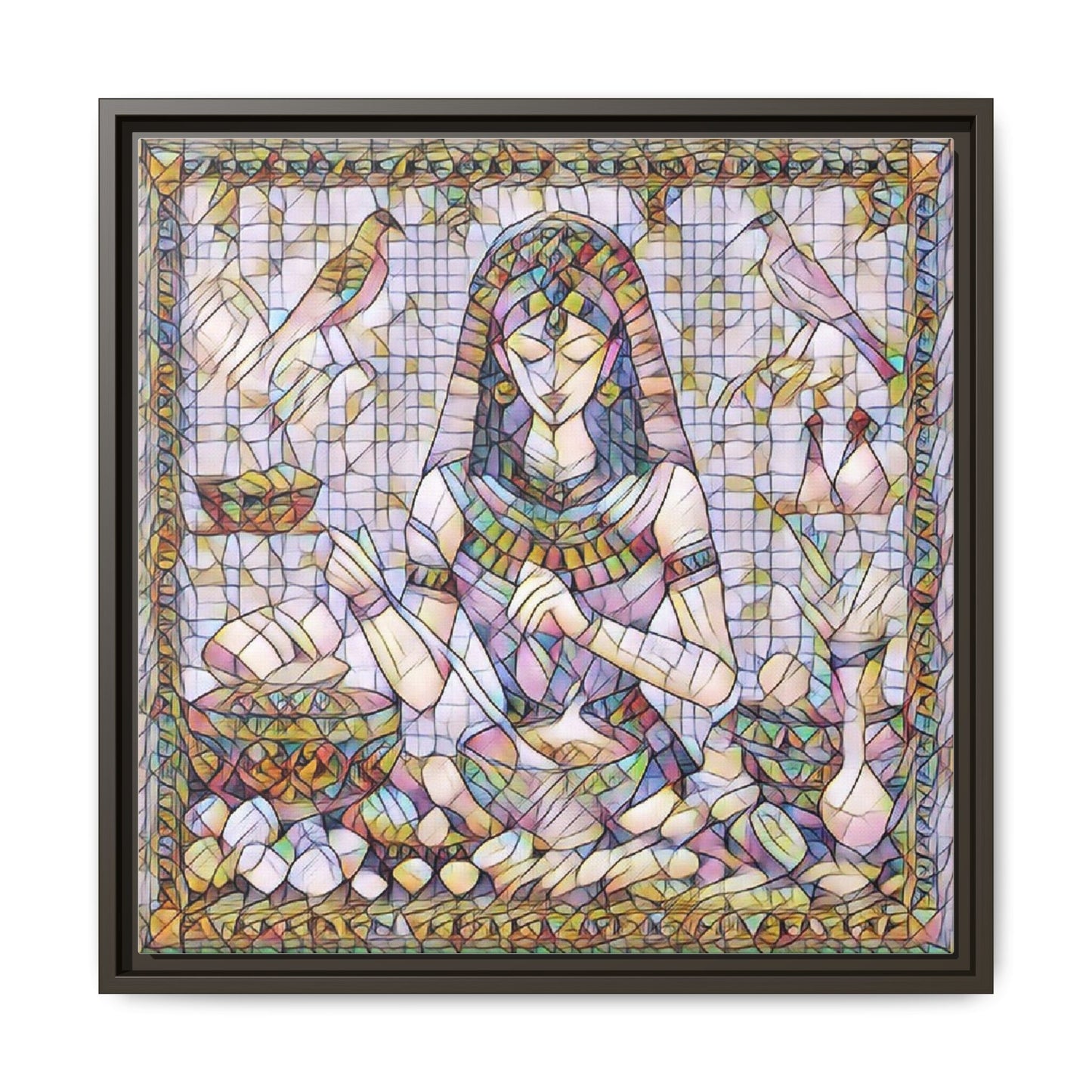 Egyptian Goddess Mosaic Framed Canvas Art