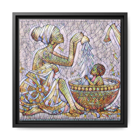 African Mother and Child Mosaic Matte Canvas (Framed)