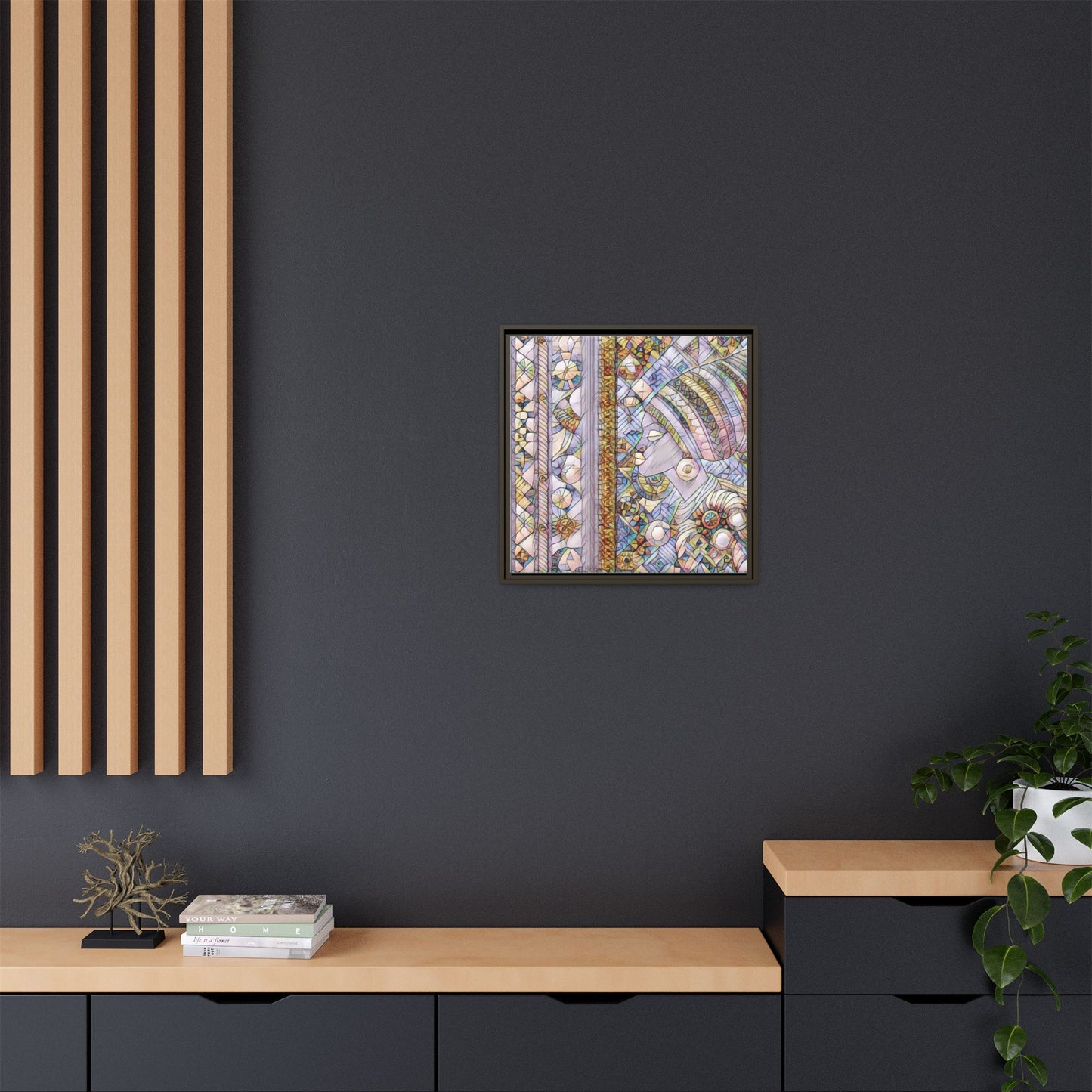 Afrocentric Stained-Glass Portrait Matte Framed Canvas