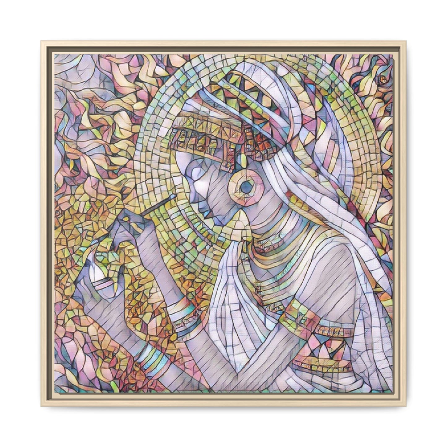 Egyptian Goddess Stained-Glass Matte Canvas (Framed)
