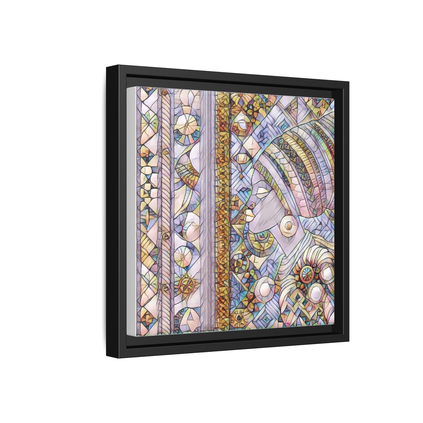 Afrocentric Stained-Glass Portrait Matte Framed Canvas
