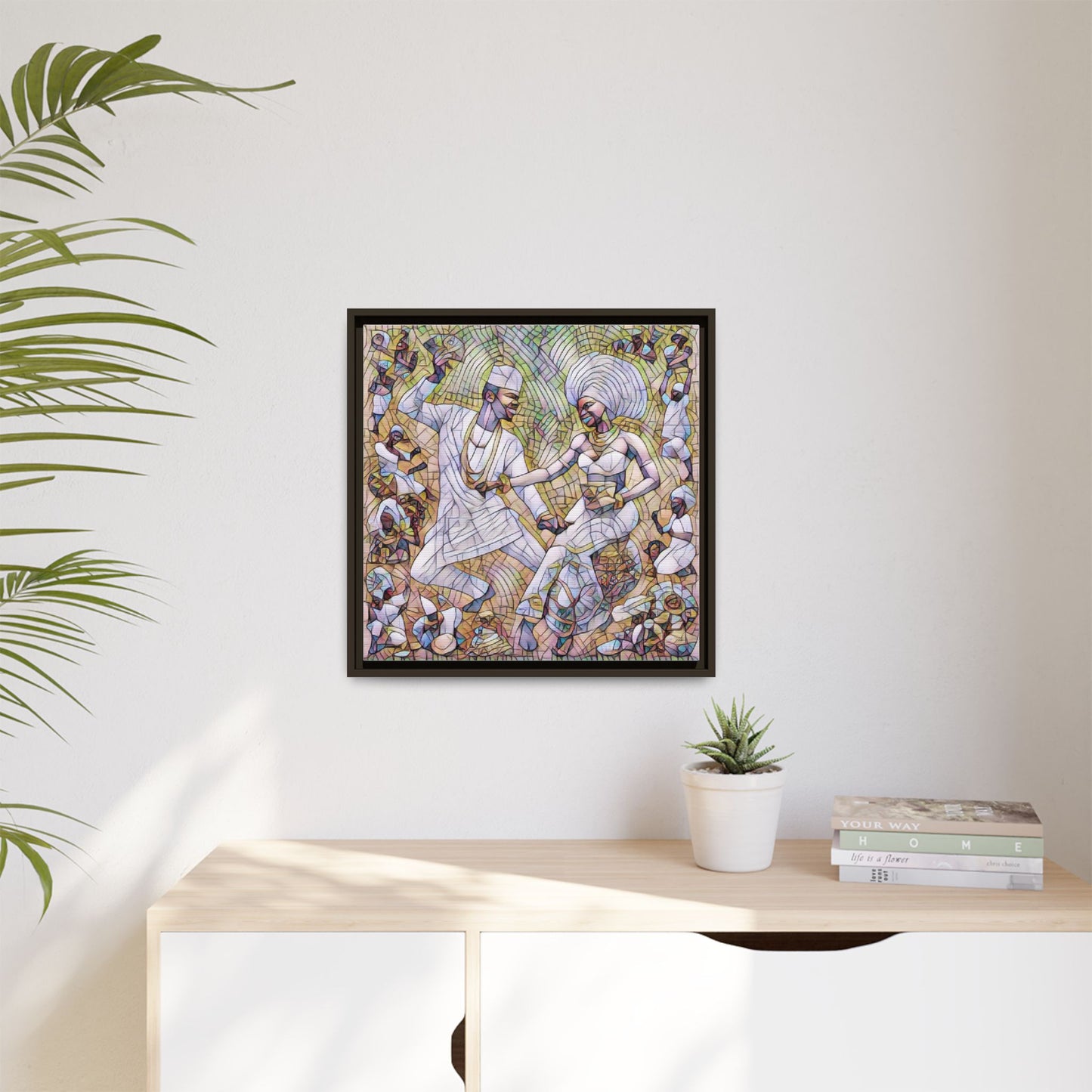 Afrobeat Celebration Matte Framed Canvas — Vibrant Dancers Wall Art