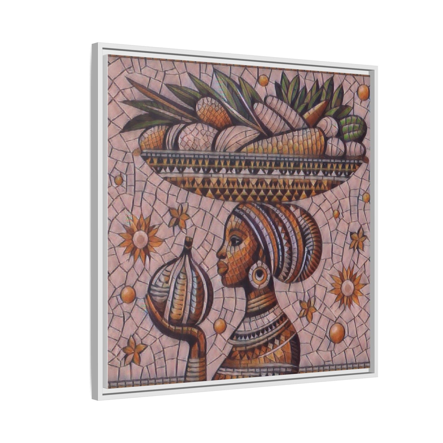 Egyptian Mosaic Goddess Matte Framed Canvas Wall Art