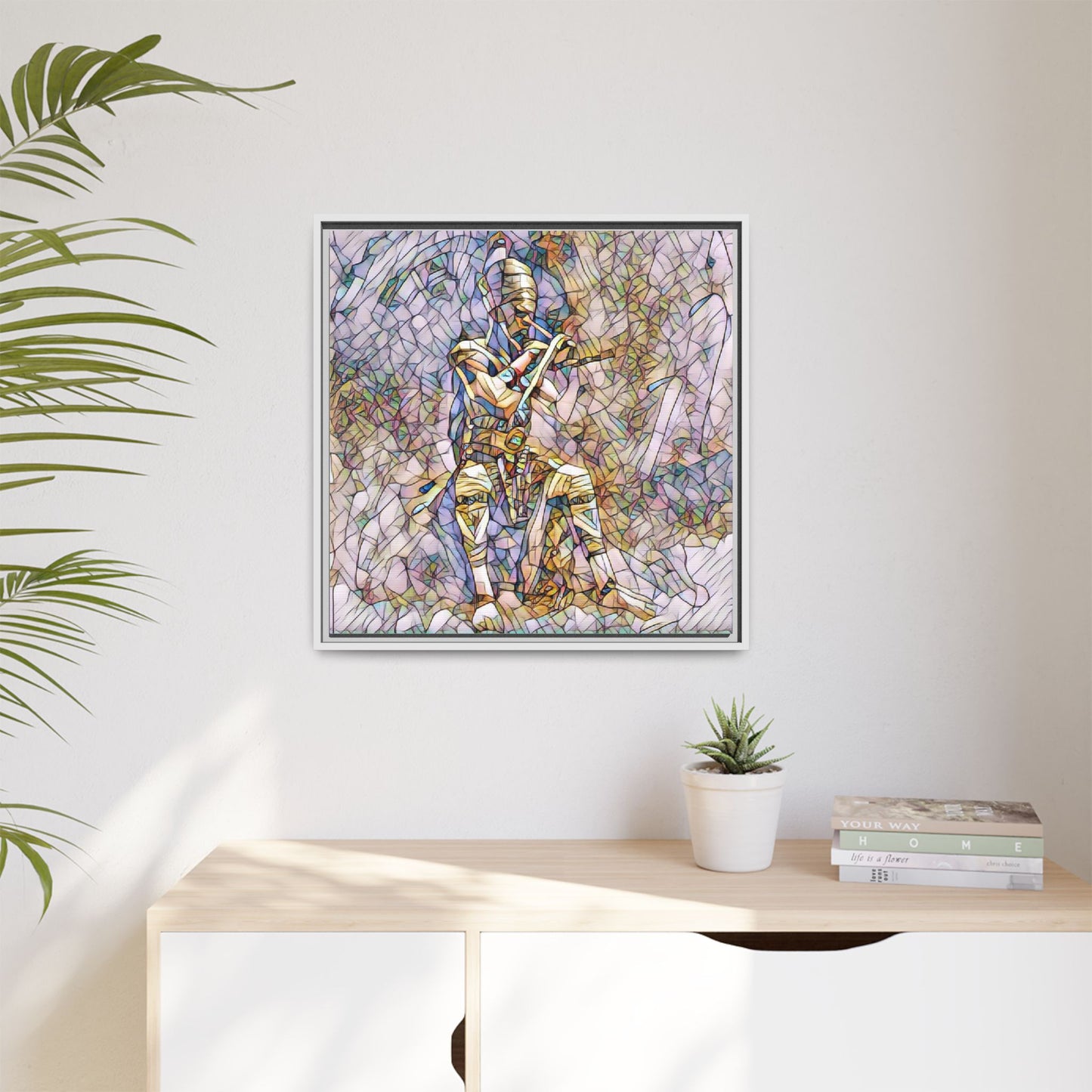 Framed Matte Canvas - Stained Glass Knight Artwork